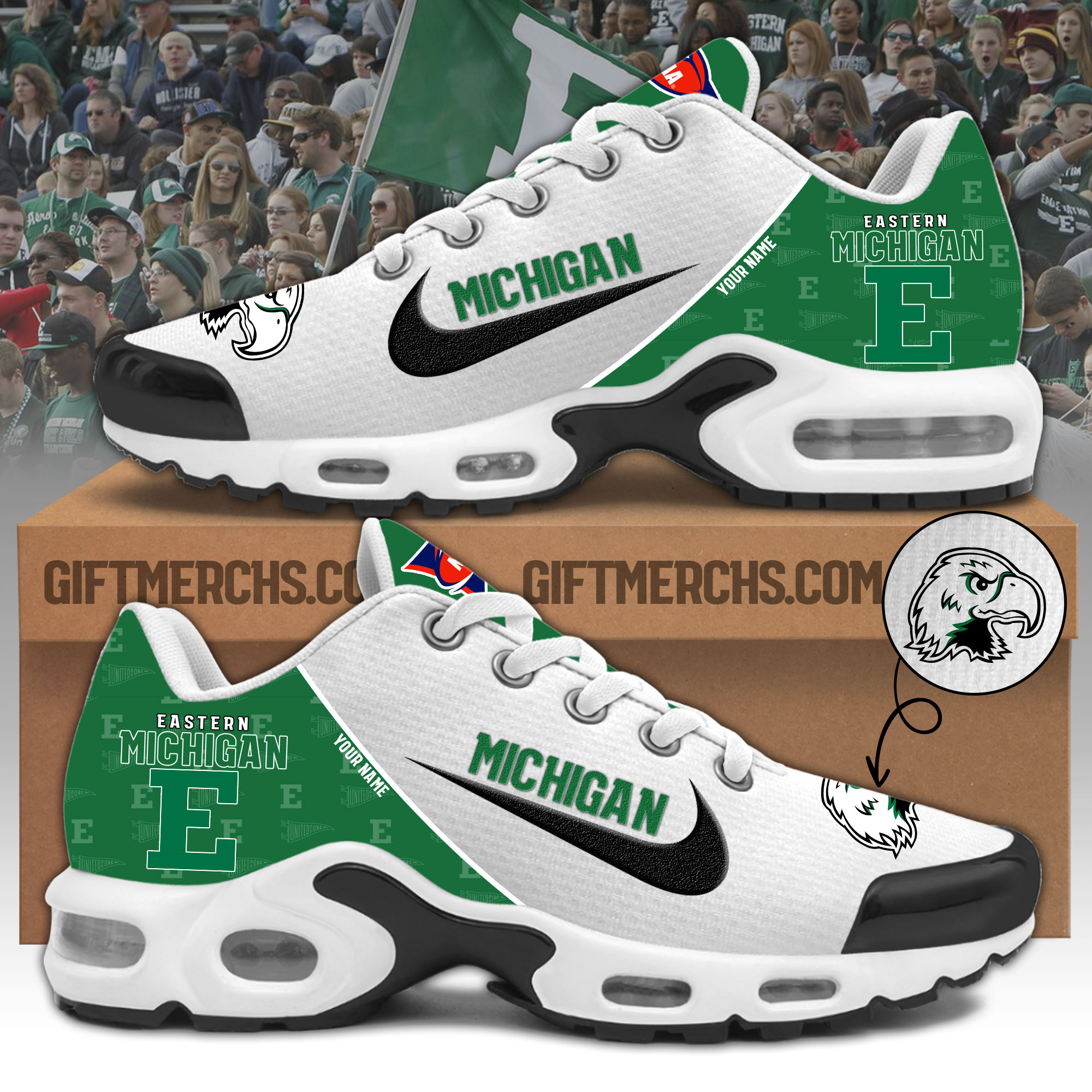 Eastern Michigan Personalized Shoes - Famjoys Eastern Michigan Personalized Shoes - Famjoys