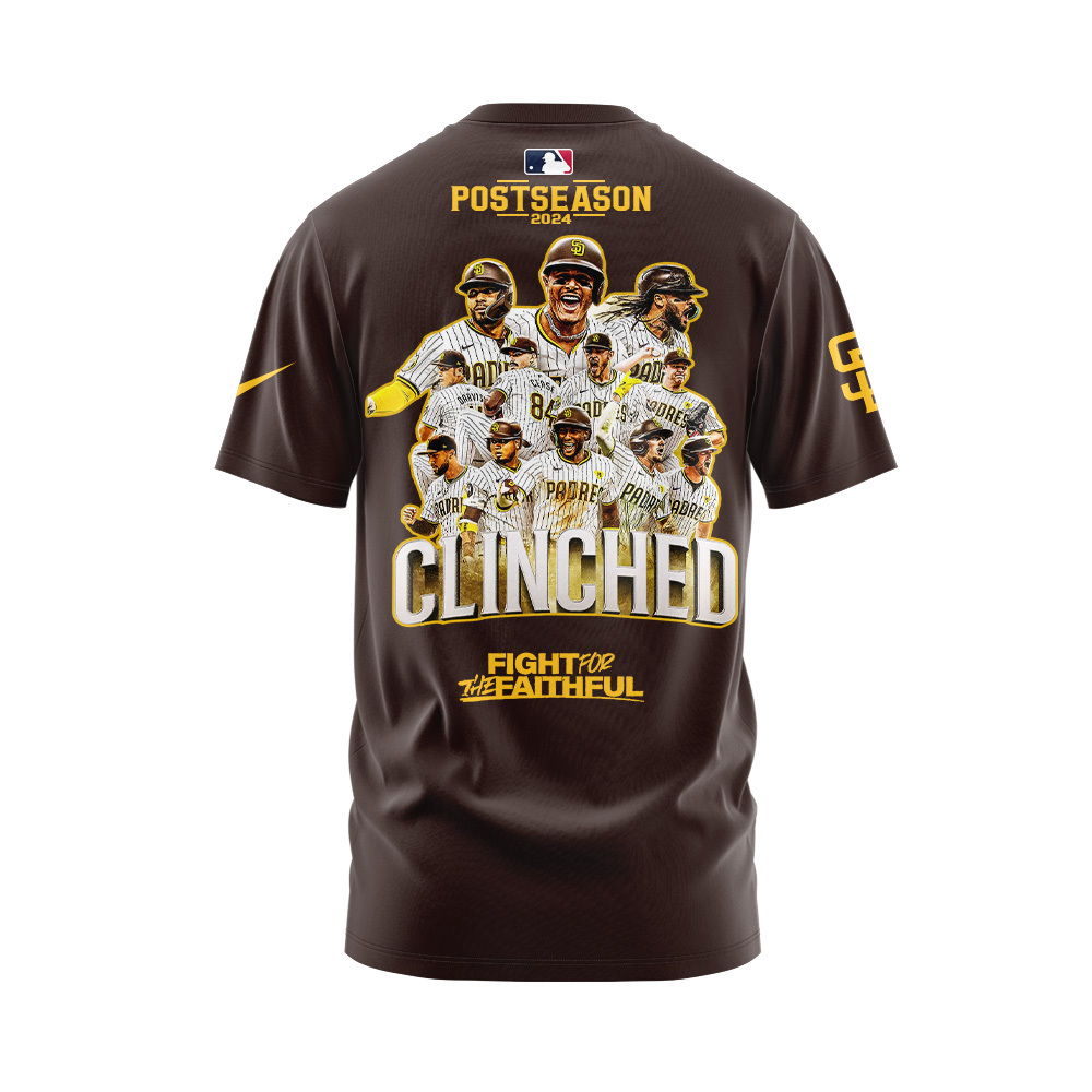 Editon San Diego Padres Clinched Tshirt+Pants+Snapback Cap Set 2024+NT25092403ID10DS11 - Famjoys Editon San Diego Padres Clinched Tshirt+Pants+Snapback Cap Set 2024+NT25092403ID10DS11 - Famjoys