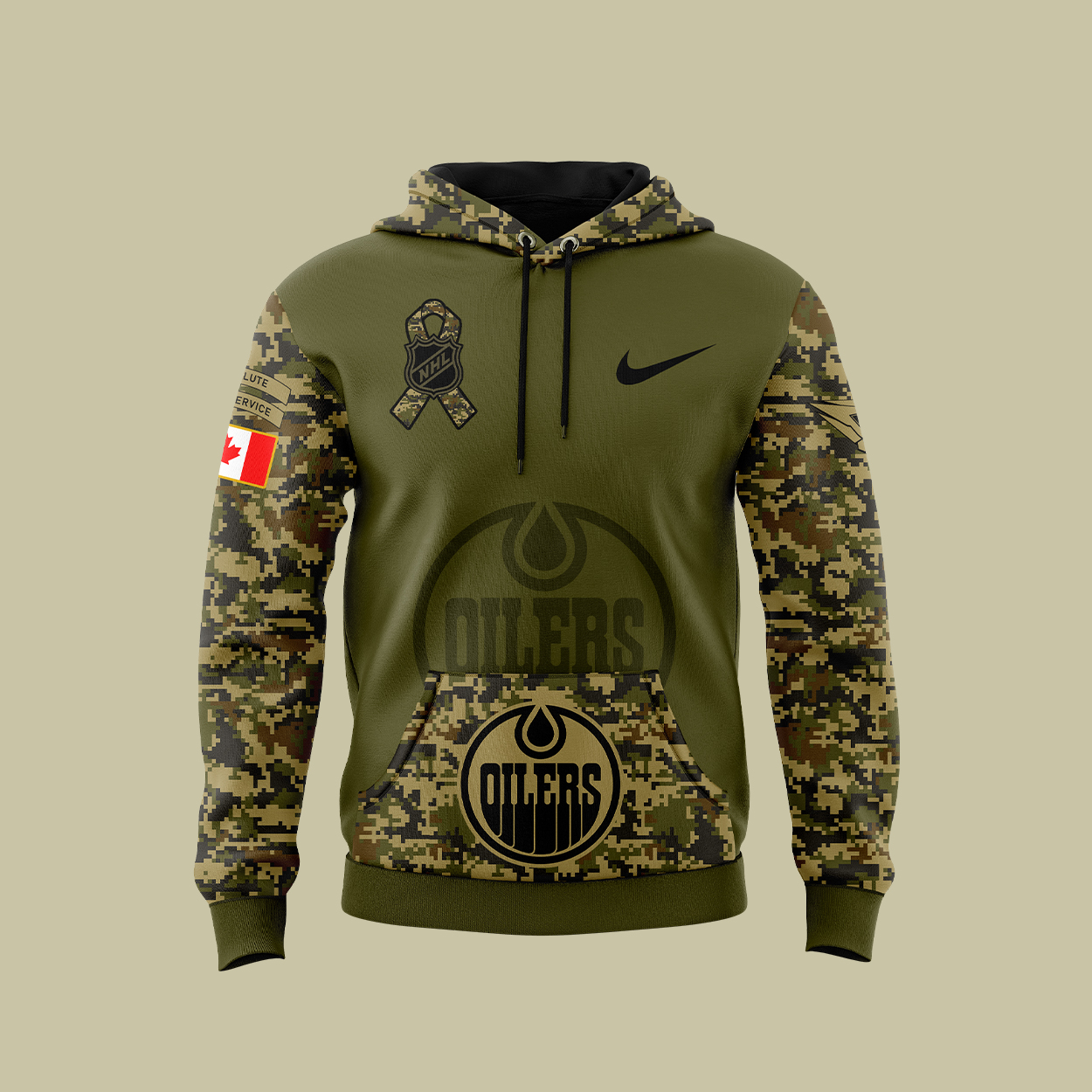 Edmonton Oilers Camo Salute to Service Premium Club Fleece Pullover Hoodie - Famjoys Edmonton Oilers Camo Salute to Service Premium Club Fleece Pullover Hoodie - Famjoys