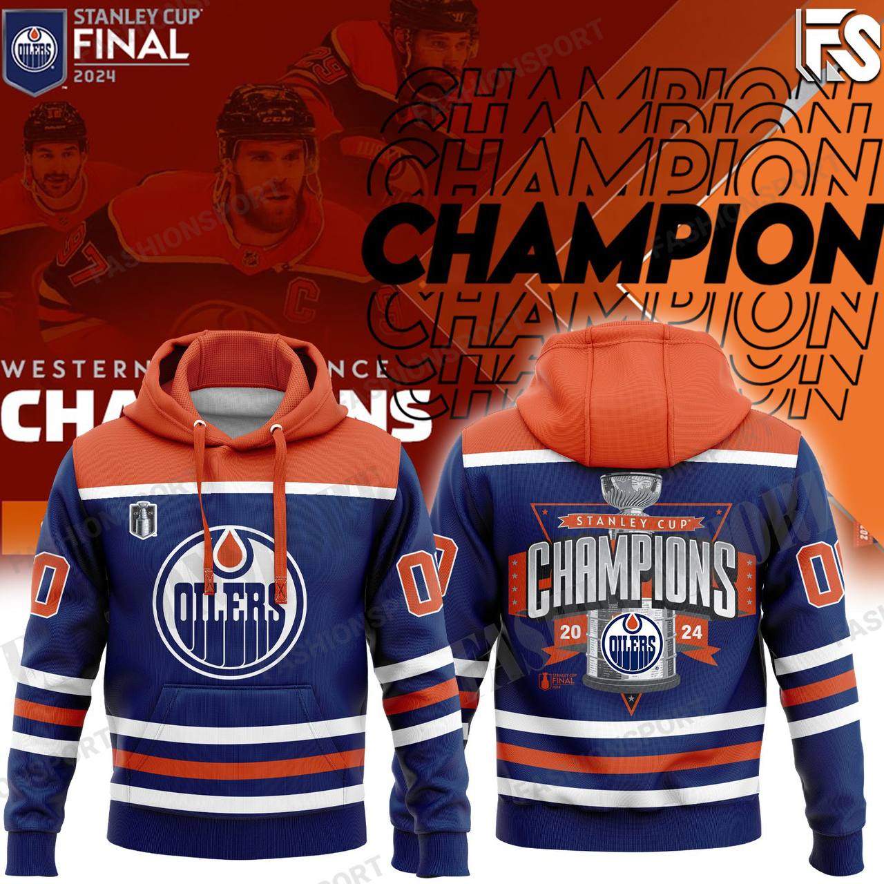 Edmonton Oilers Champions Hoodie - Famjoys Edmonton Oilers Champions Hoodie - Famjoys