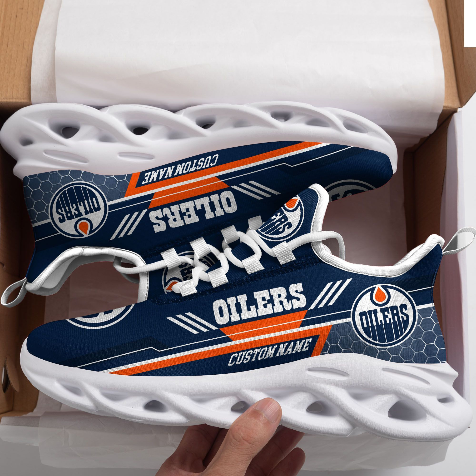 Edmonton Oilers Custom Personalized Max Soul Sneakers Shoes - Famjoys Edmonton Oilers Custom Personalized Max Soul Sneakers Shoes - Famjoys