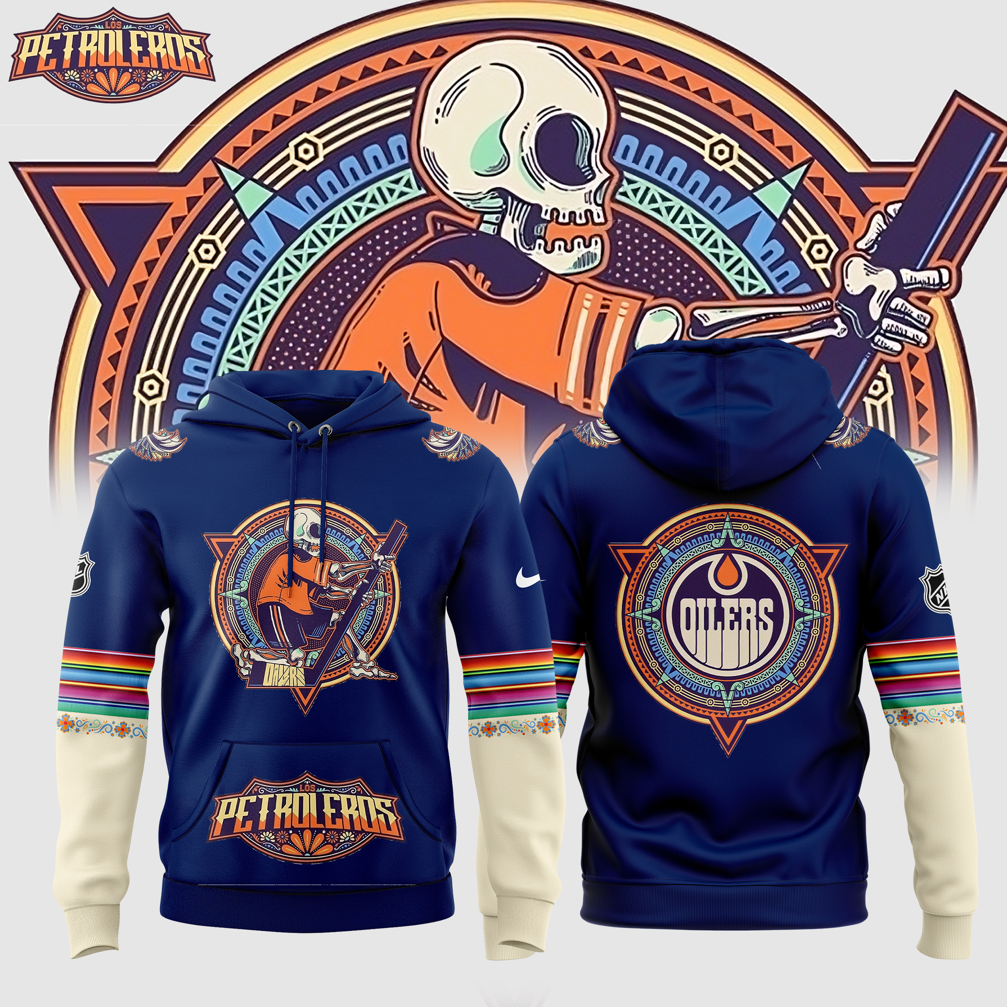 Edmonton Oilers Dia De Los Muertos Hoodie - Famjoys Edmonton Oilers Dia De Los Muertos Hoodie - Famjoys