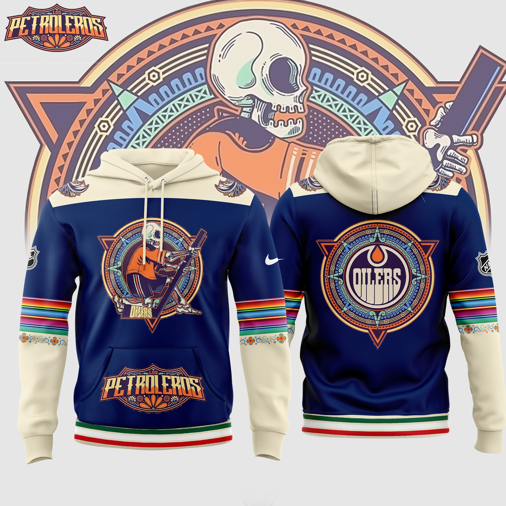 Edmonton Oilers Dia De Los Muertos Hoodie - Famjoys Edmonton Oilers Dia De Los Muertos Hoodie - Famjoys