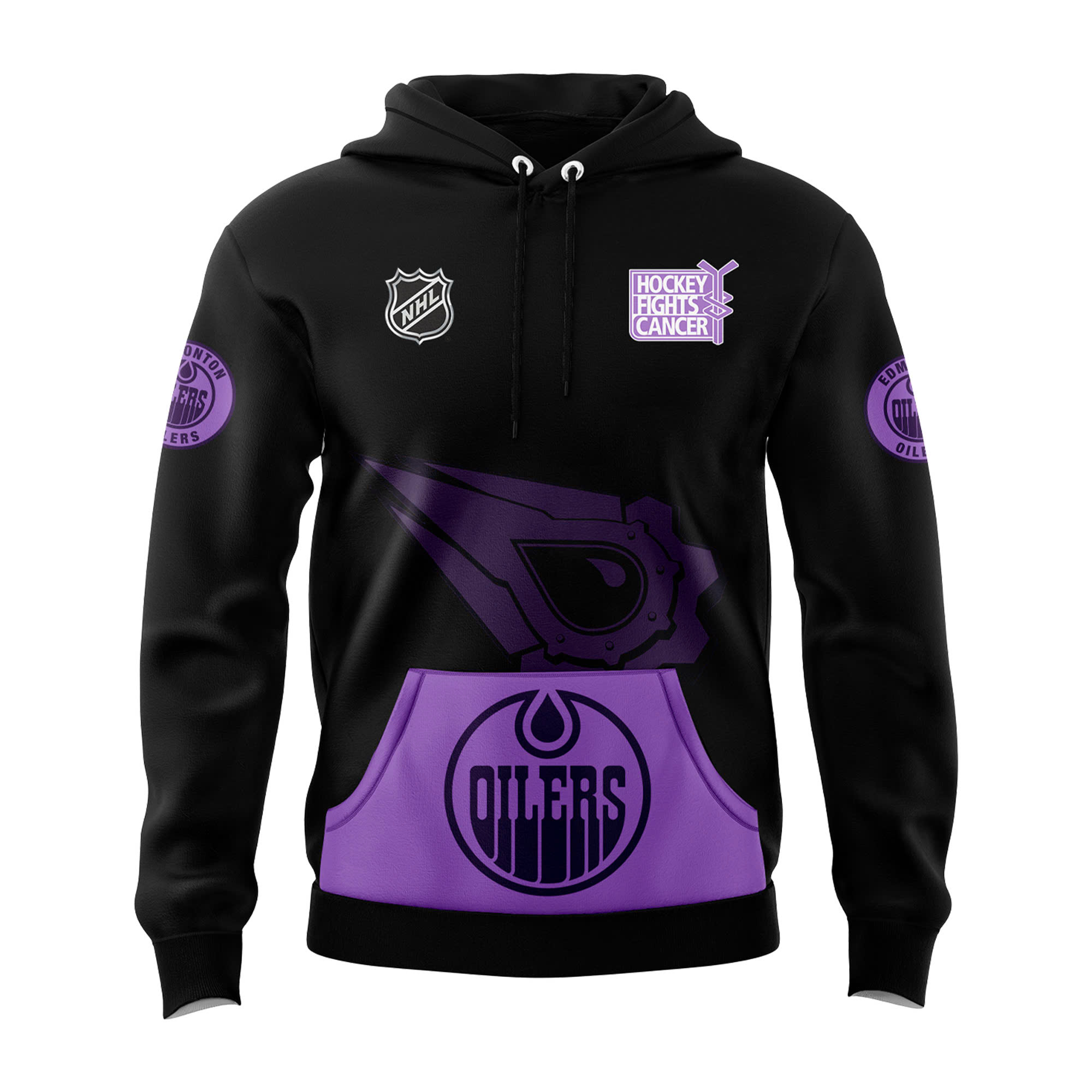 Edmonton Oilers Hockey Fights Cancer Hoodie 2024 - Famjoys Edmonton Oilers Hockey Fights Cancer Hoodie 2024 - Famjoys