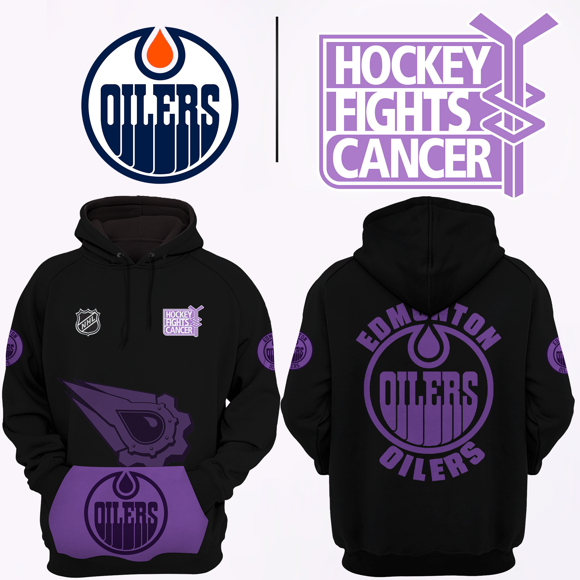 Edmonton Oilers Hockey Fights Cancer Hoodie - Famjoys Edmonton Oilers Hockey Fights Cancer Hoodie - Famjoys