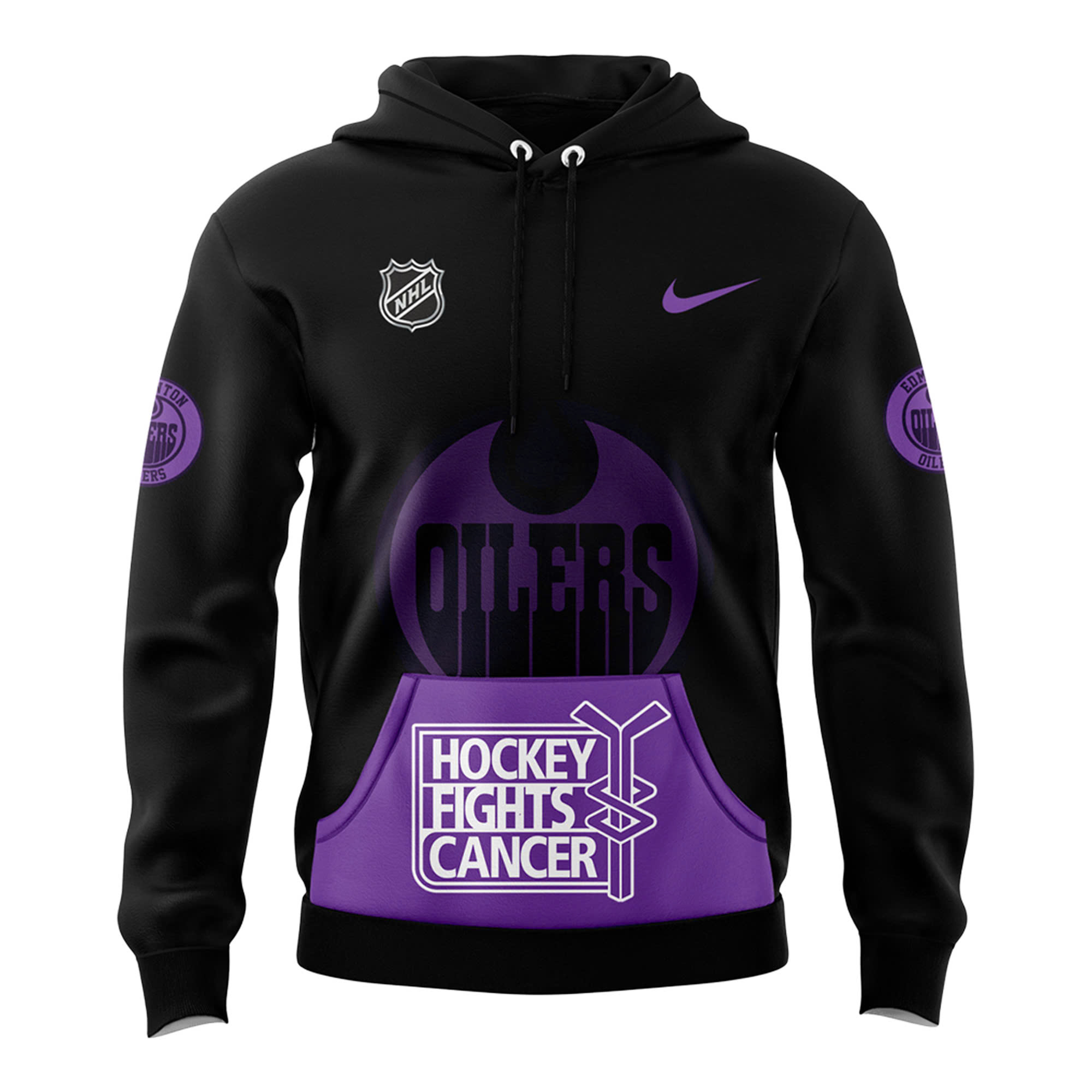 Edmonton Oilers Hockey Fights Cancer Hoodie V2 - Famjoys Edmonton Oilers Hockey Fights Cancer Hoodie V2 - Famjoys