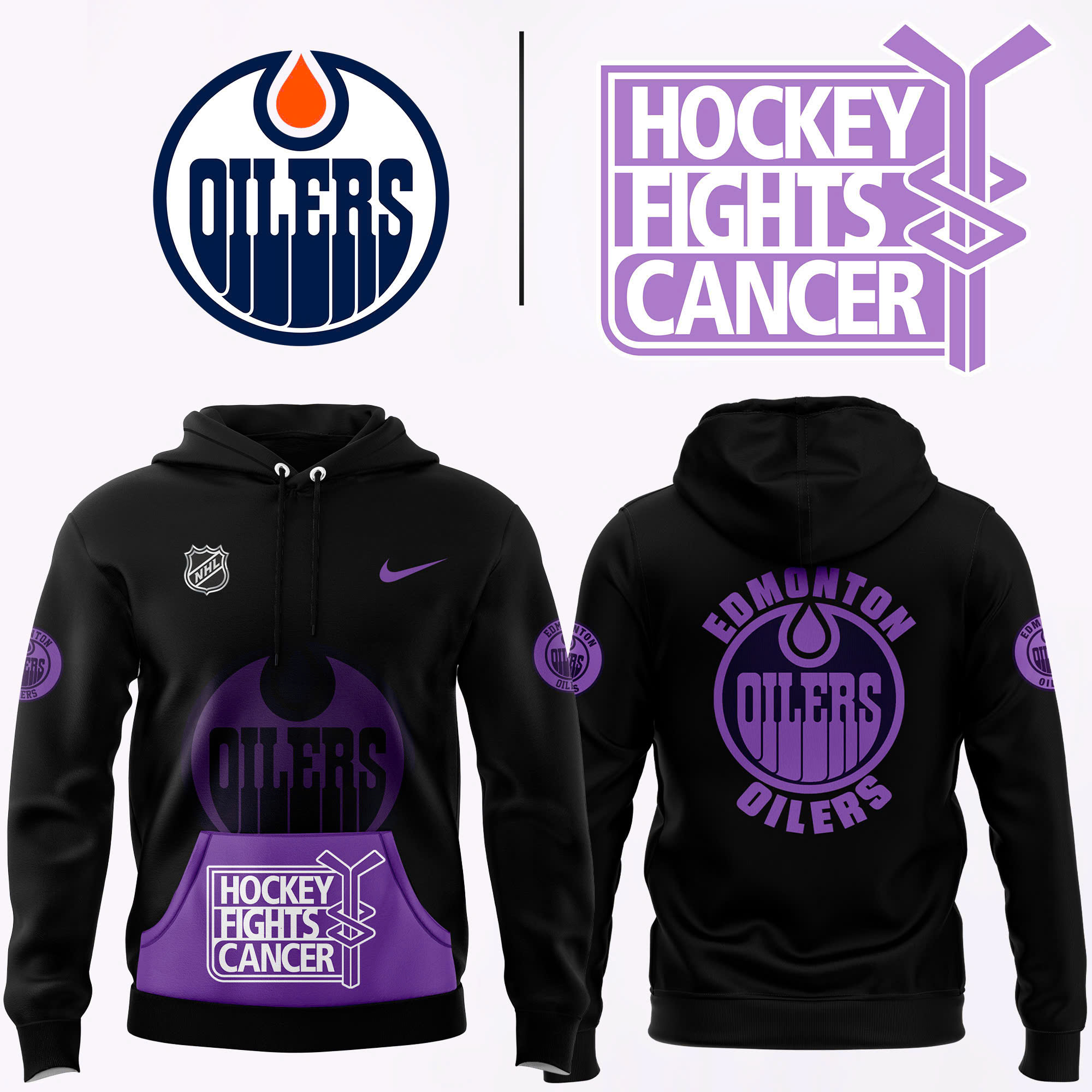 Edmonton Oilers Hockey Fights Cancer Hoodie V2 - Famjoys Edmonton Oilers Hockey Fights Cancer Hoodie V2 - Famjoys