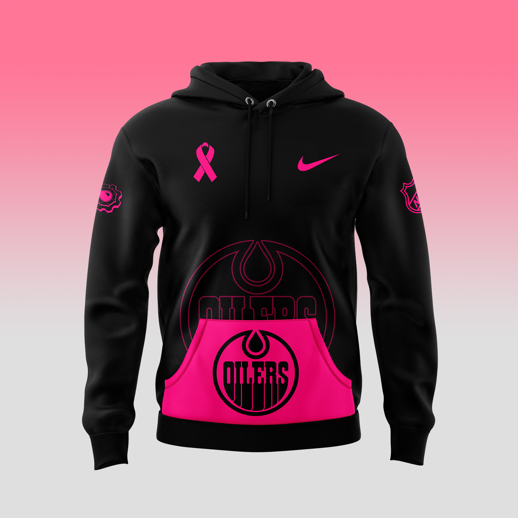 Edmonton Oilers NHL Breast Cancer Awareness Month Pullover Hoodie - Famjoys Edmonton Oilers NHL Breast Cancer Awareness Month Pullover Hoodie - Famjoys