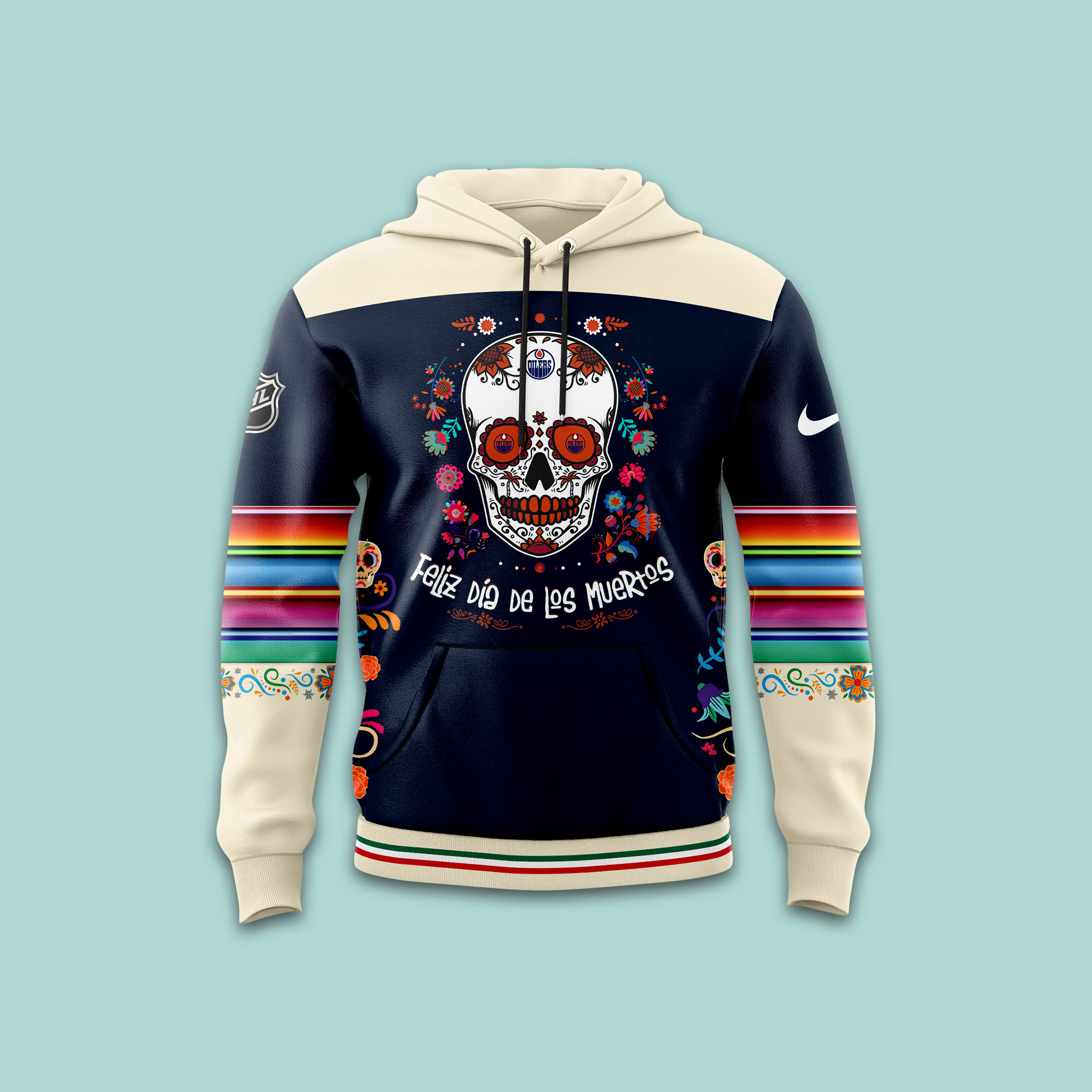 Edmonton Oilers NHL Dia De Los Muertos Premium Pullover Hoodie - Famjoys Edmonton Oilers NHL Dia De Los Muertos Premium Pullover Hoodie - Famjoys