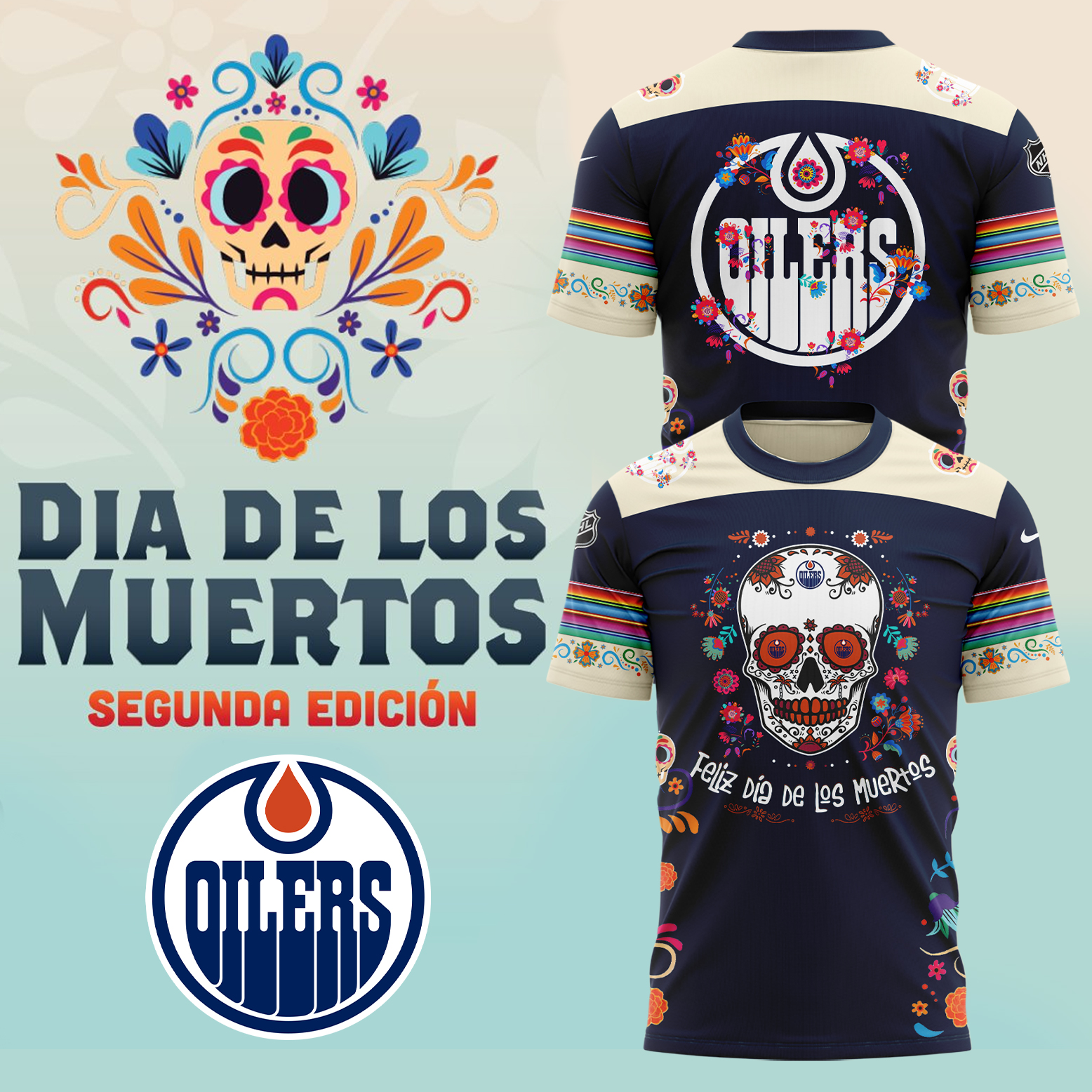 Edmonton Oilers NHL Dia De Los Muertos Premium Tee - Famjoys Edmonton Oilers NHL Dia De Los Muertos Premium Tee - Famjoys