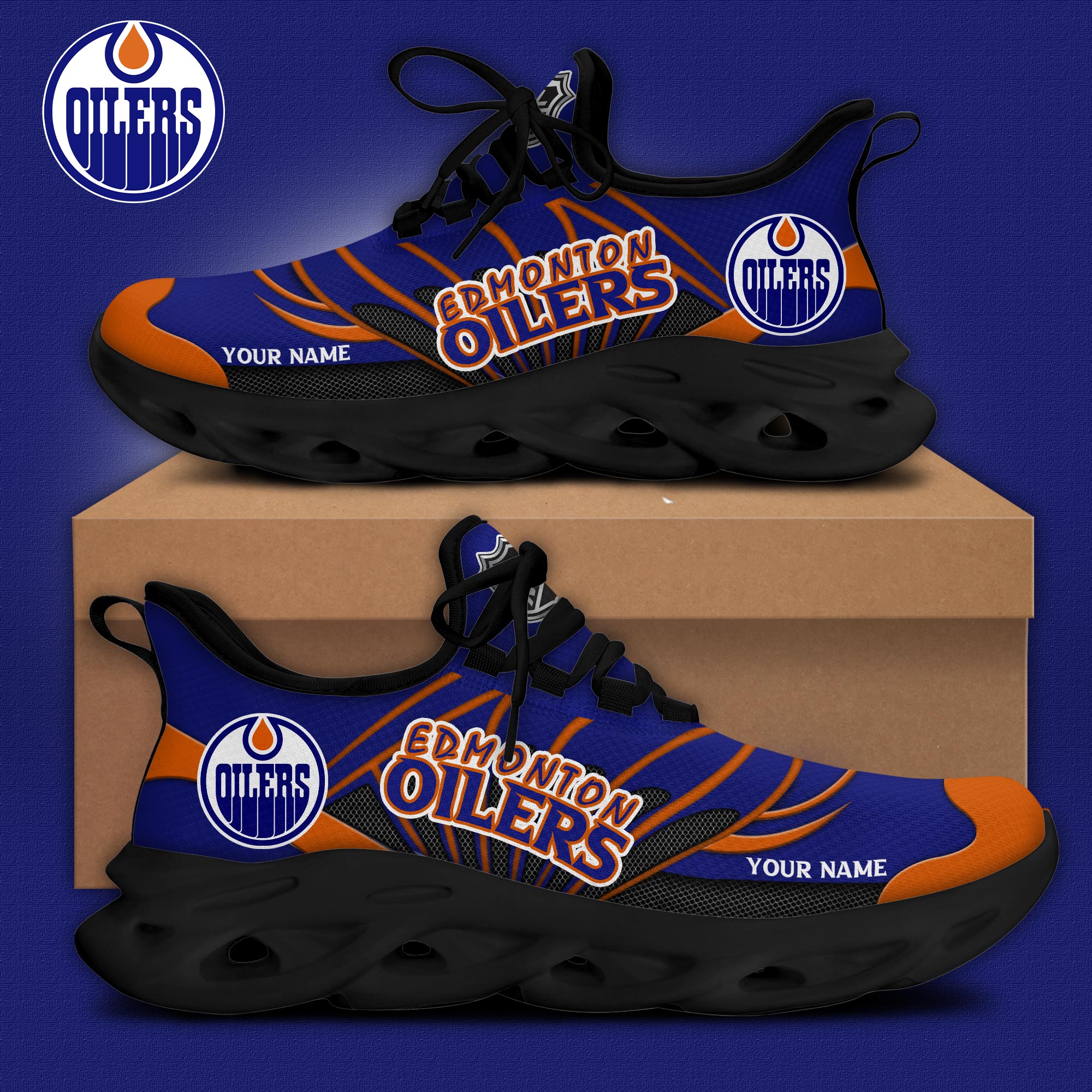 Edmonton Oilers Personalized Max Soul Shoes - Famjoys Edmonton Oilers Personalized Max Soul Shoes - Famjoys