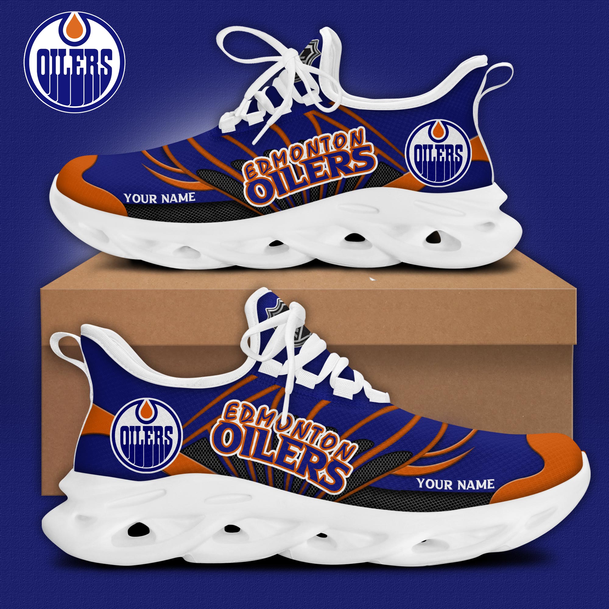 Edmonton Oilers Personalized Max Soul Shoes - Famjoys Edmonton Oilers Personalized Max Soul Shoes - Famjoys