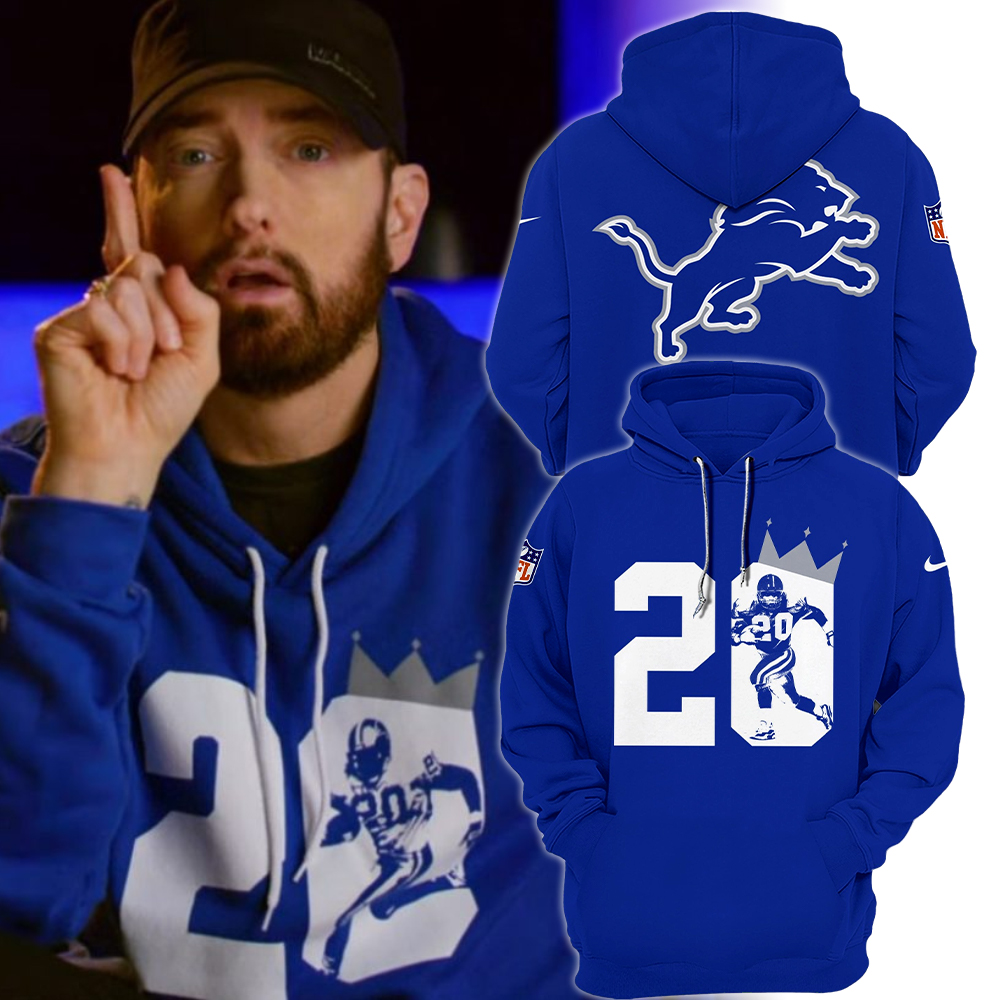 Eminem x Detroit Lions Hoodie 2023 Playoff - Famjoys Eminem x Detroit Lions Hoodie 2023 Playoff - Famjoys