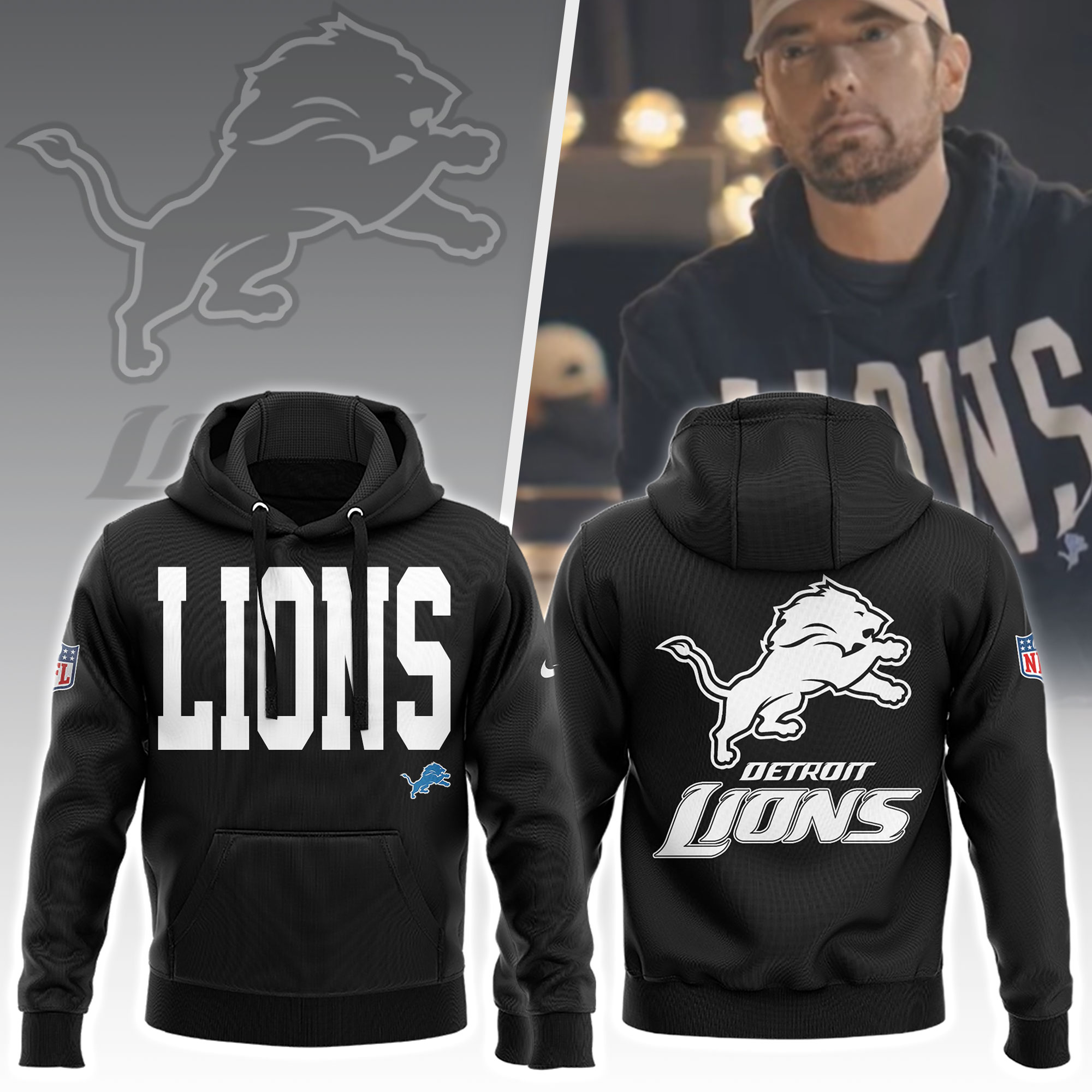 Eminem x Detroit Lions Hoodie - Famjoys Eminem x Detroit Lions Hoodie - Famjoys