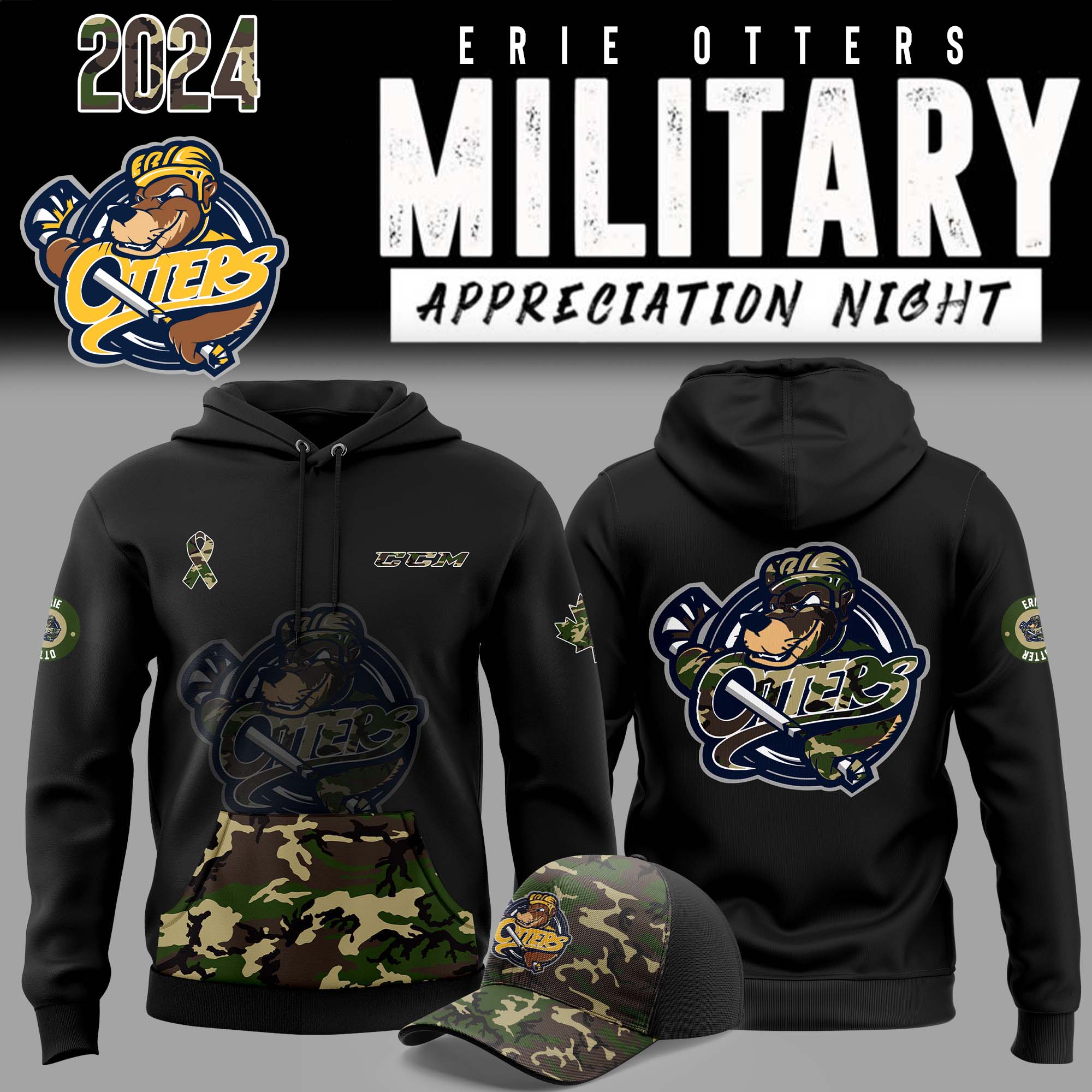 Erie Otters x Military Appreciation Pullover Hoodie - Famjoys Erie Otters x Military Appreciation Pullover Hoodie - Famjoys