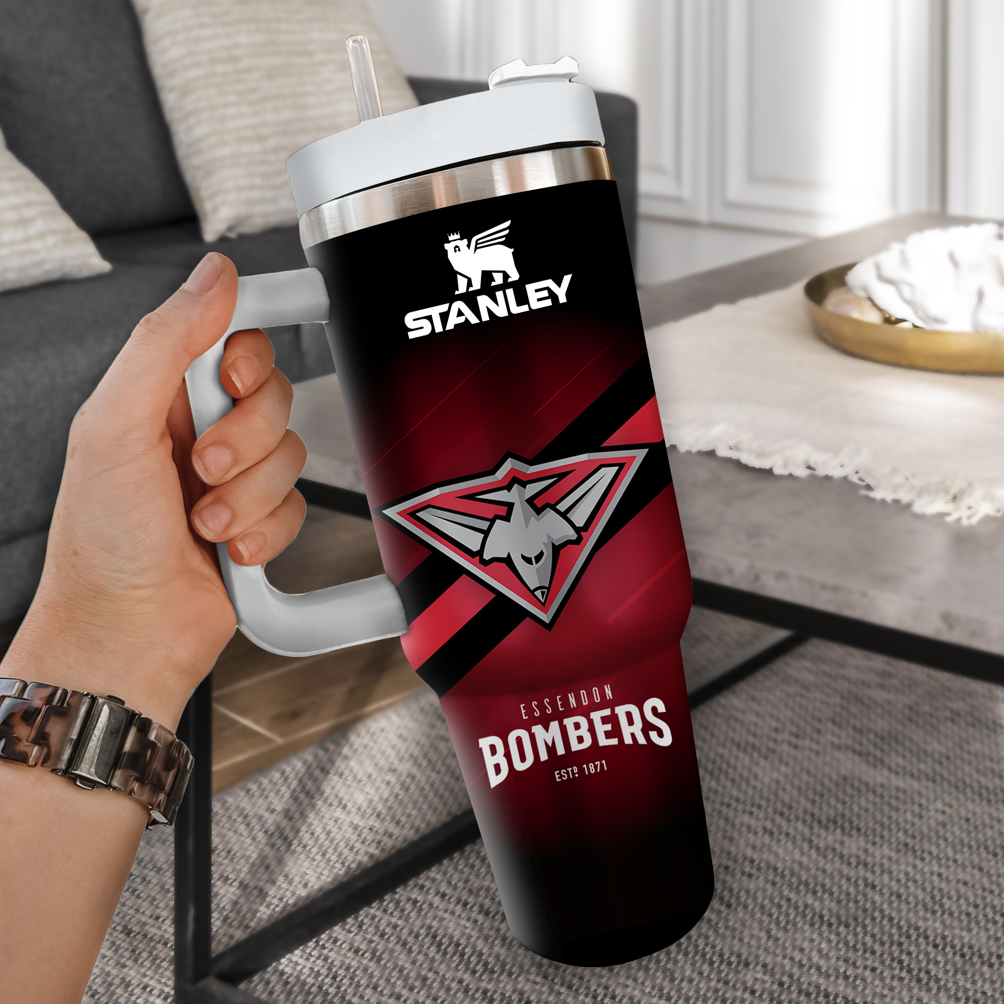 Essendon Bombers AFL Stanley Tumbler 40 Oz - Famjoys Essendon Bombers AFL Stanley Tumbler 40 Oz - Famjoys
