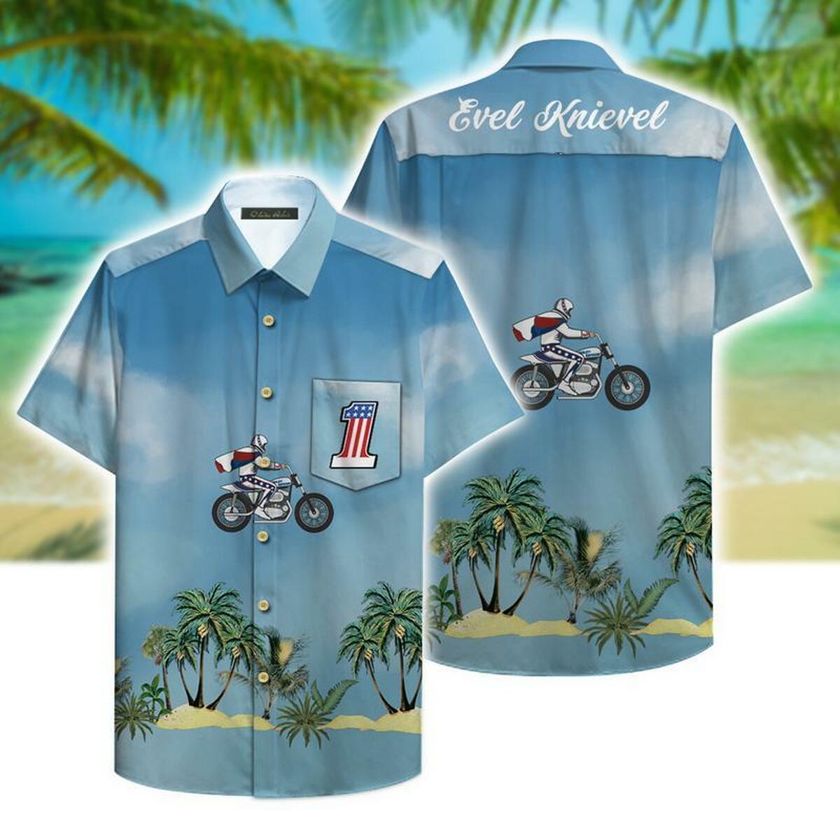 Evel Knievel Hawaii Hawaiian Shirt - Famjoys Evel Knievel Hawaii Hawaiian Shirt - Famjoys