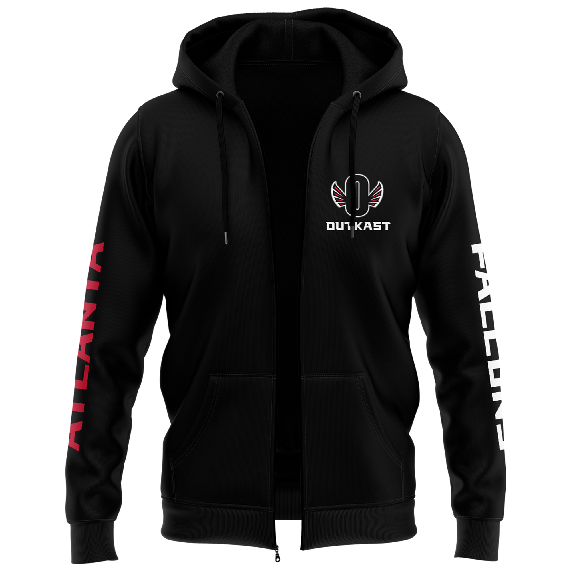 Falcons x Outkast Black Zip Hoodie 2024 - Famjoys Falcons x Outkast Black Zip Hoodie 2024 - Famjoys