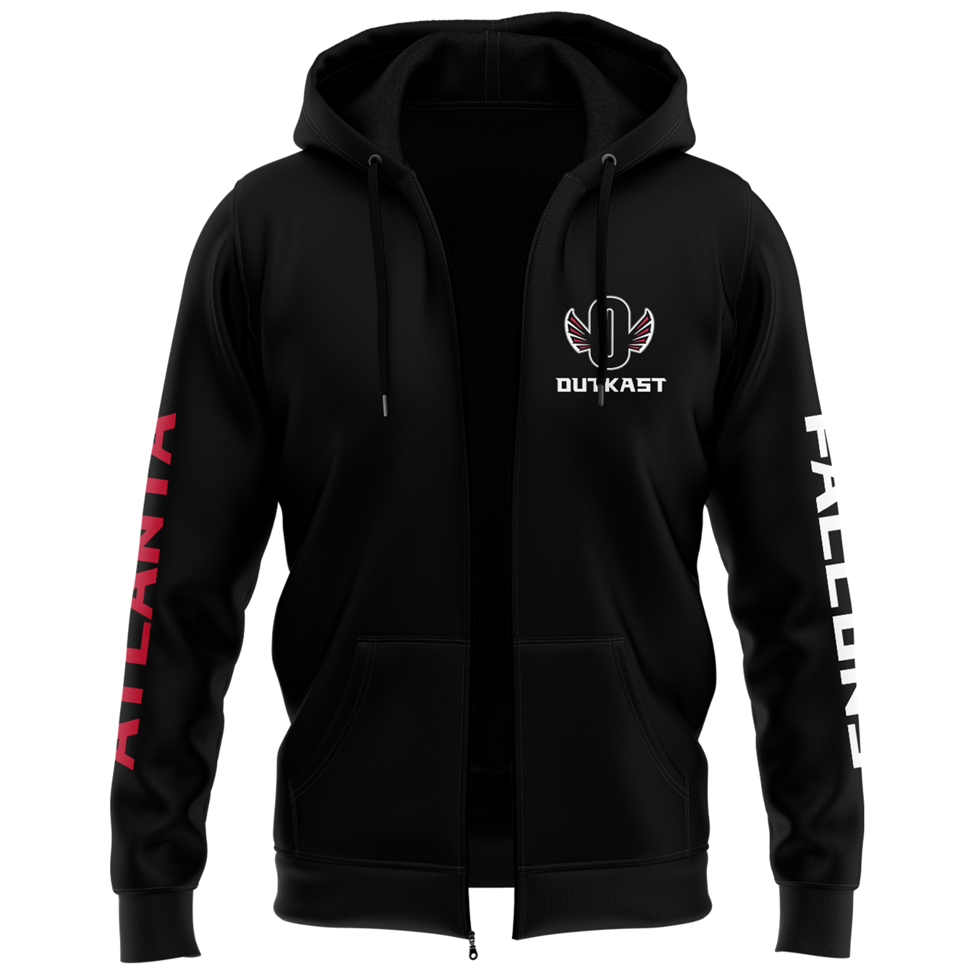 Falcons x Outkast Black Zip Hoodie 2024 - Famjoys Falcons x Outkast Black Zip Hoodie 2024 - Famjoys