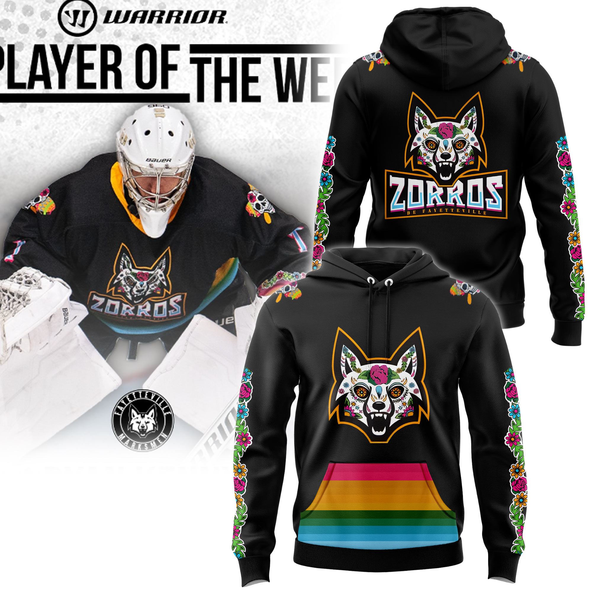 Fayetteville Marksmen x Dia De Los Muertos Premium Waffle Hoodie - Famjoys Fayetteville Marksmen x Dia De Los Muertos Premium Waffle Hoodie - Famjoys