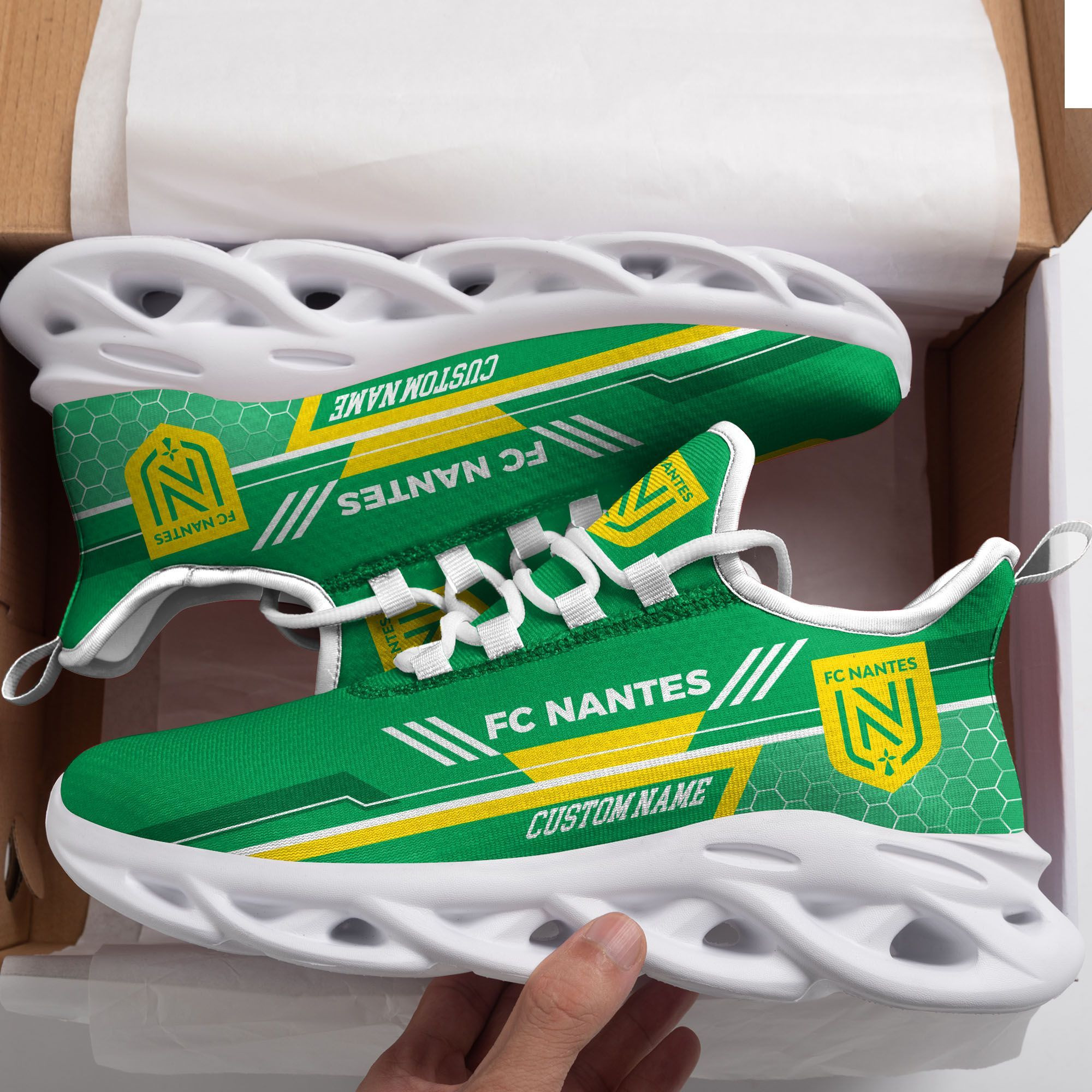 FC Nantes Custom Personalized Max Soul Sneakers Shoes - Famjoys FC Nantes Custom Personalized Max Soul Sneakers Shoes - Famjoys