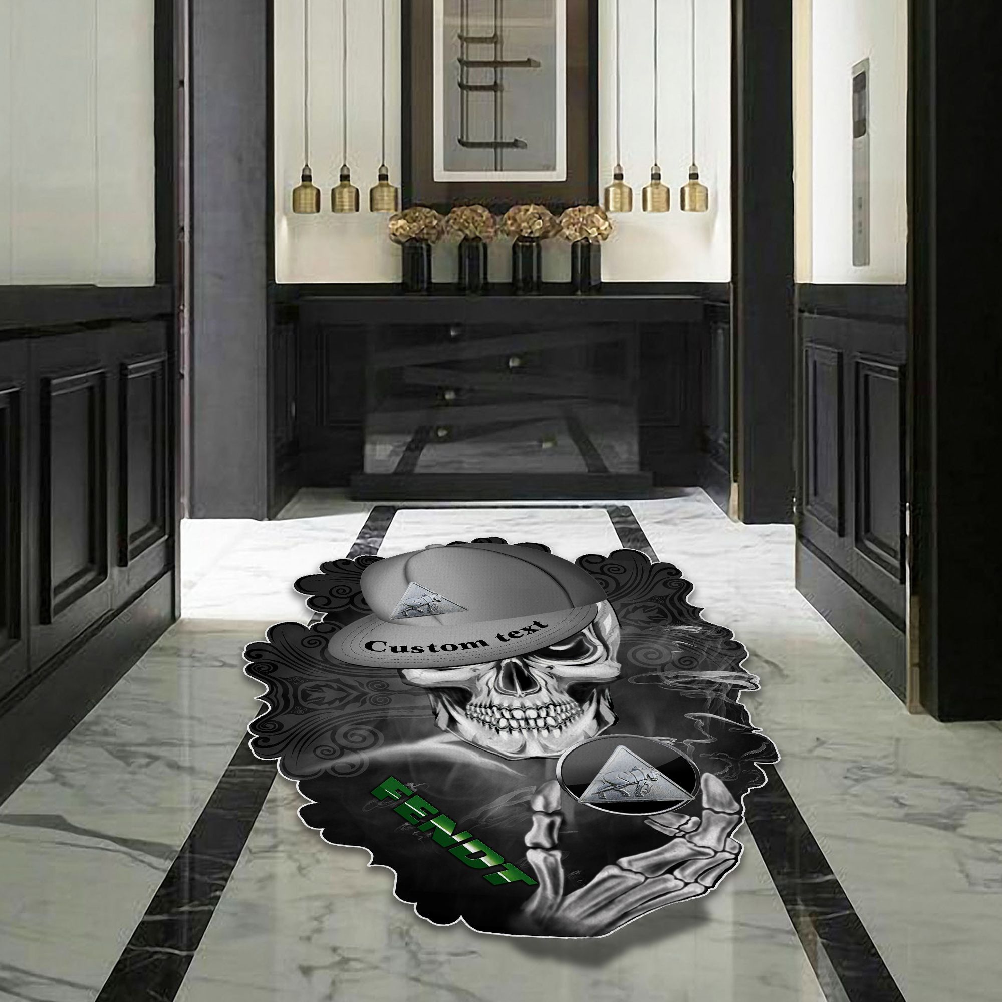 Fendt Skull Shaped Luxurious Doormat, Rug Home Decor, Custom name - Famjoys Fendt Skull Shaped Luxurious Doormat, Rug Home Decor, Custom name - Famjoys