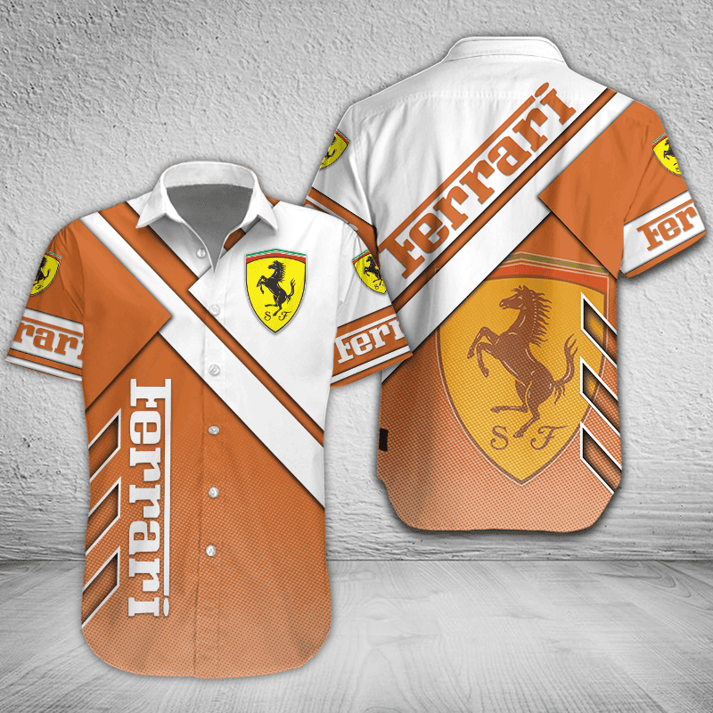 Ferrari Button Shirt Custom Name, Multicolor - Famjoys Ferrari Button Shirt Custom Name, Multicolor - Famjoys