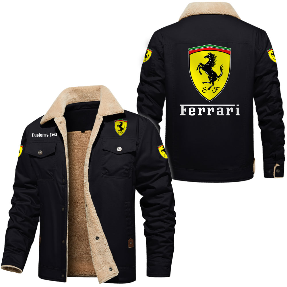 Ferrari Cargo Fleece Lined Cotton Jacket Multicolor, vintage style, customize name