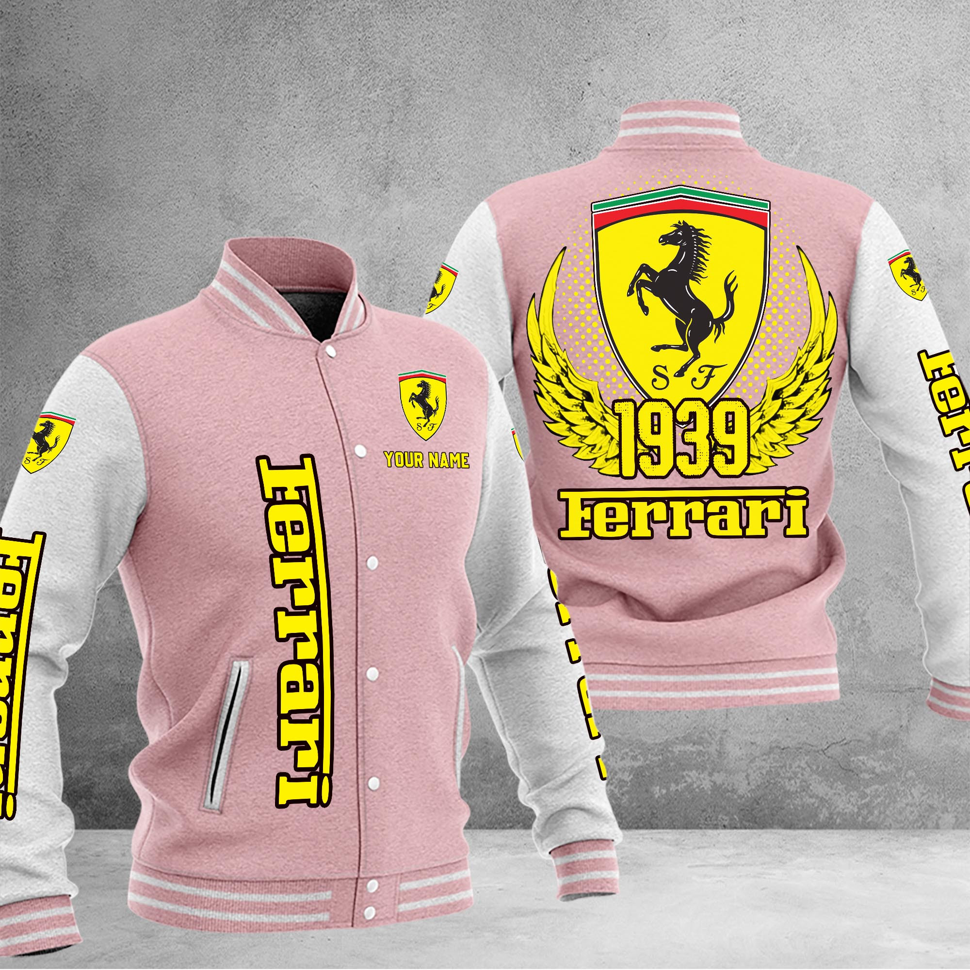 Ferrari DMHJ1037 Baseball Jacket Multicolor - Famjoys Ferrari DMHJ1037 Baseball Jacket Multicolor - Famjoys