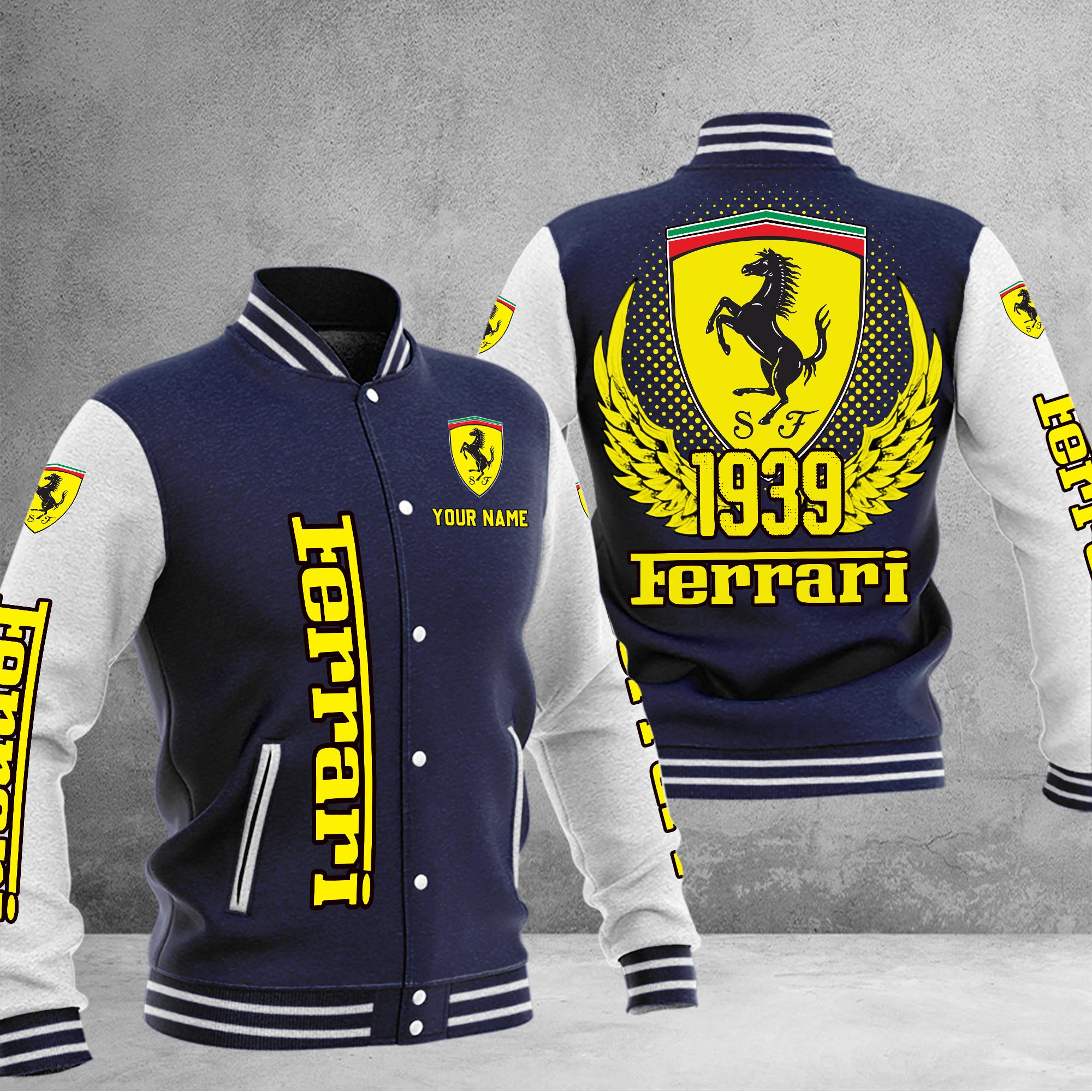 Ferrari DMHJ1037 Baseball Jacket Multicolor - Famjoys Ferrari DMHJ1037 Baseball Jacket Multicolor - Famjoys