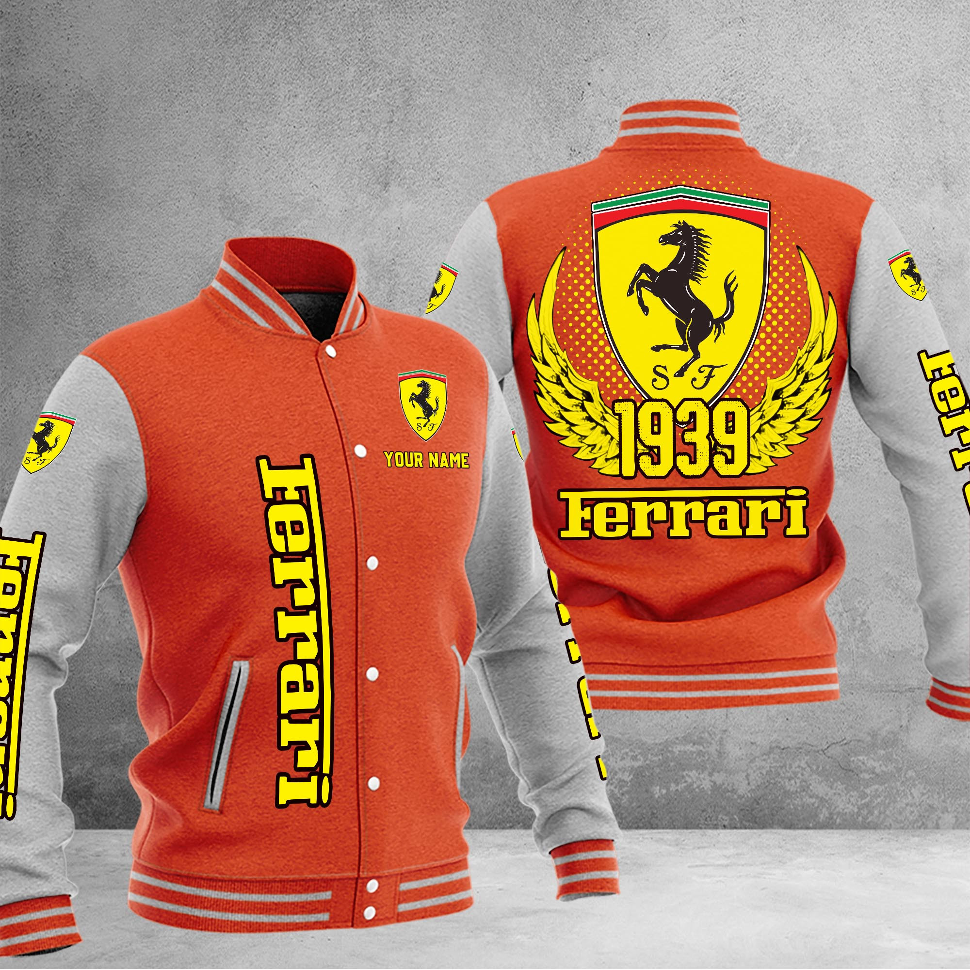 Ferrari DMHJ1037 Baseball Jacket Multicolor - Famjoys Ferrari DMHJ1037 Baseball Jacket Multicolor - Famjoys