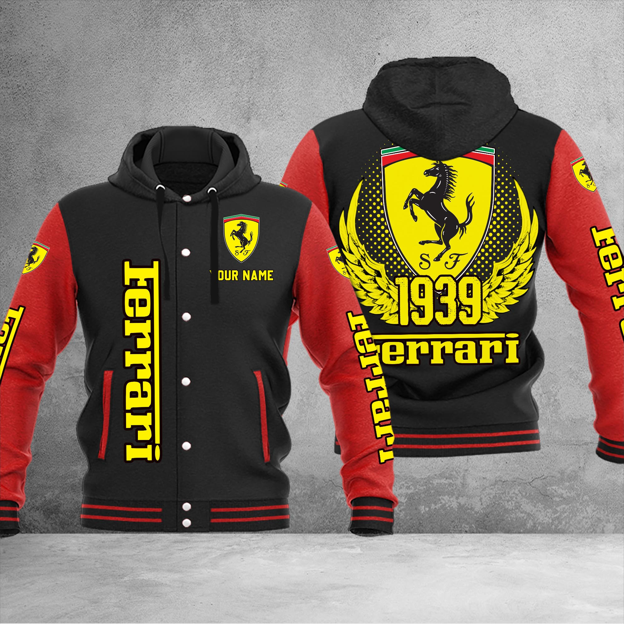 Ferrari DMHJ1037 Baseball Jacket Multicolor - Famjoys Ferrari DMHJ1037 Baseball Jacket Multicolor - Famjoys