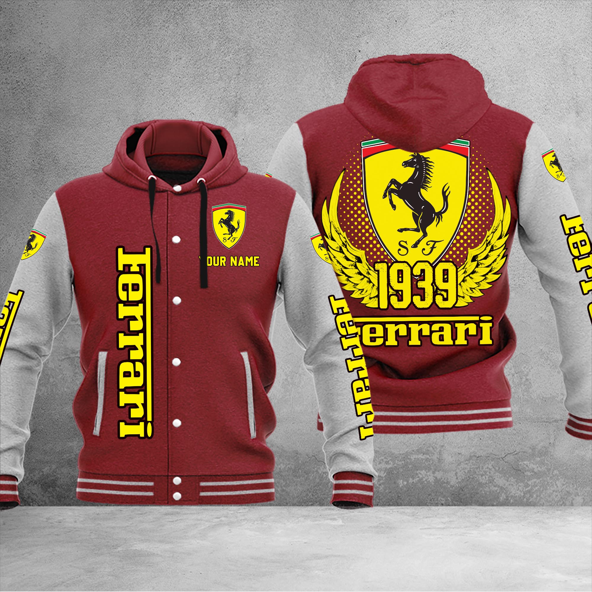 Ferrari DMHJ1037 Baseball Jacket Multicolor - Famjoys Ferrari DMHJ1037 Baseball Jacket Multicolor - Famjoys