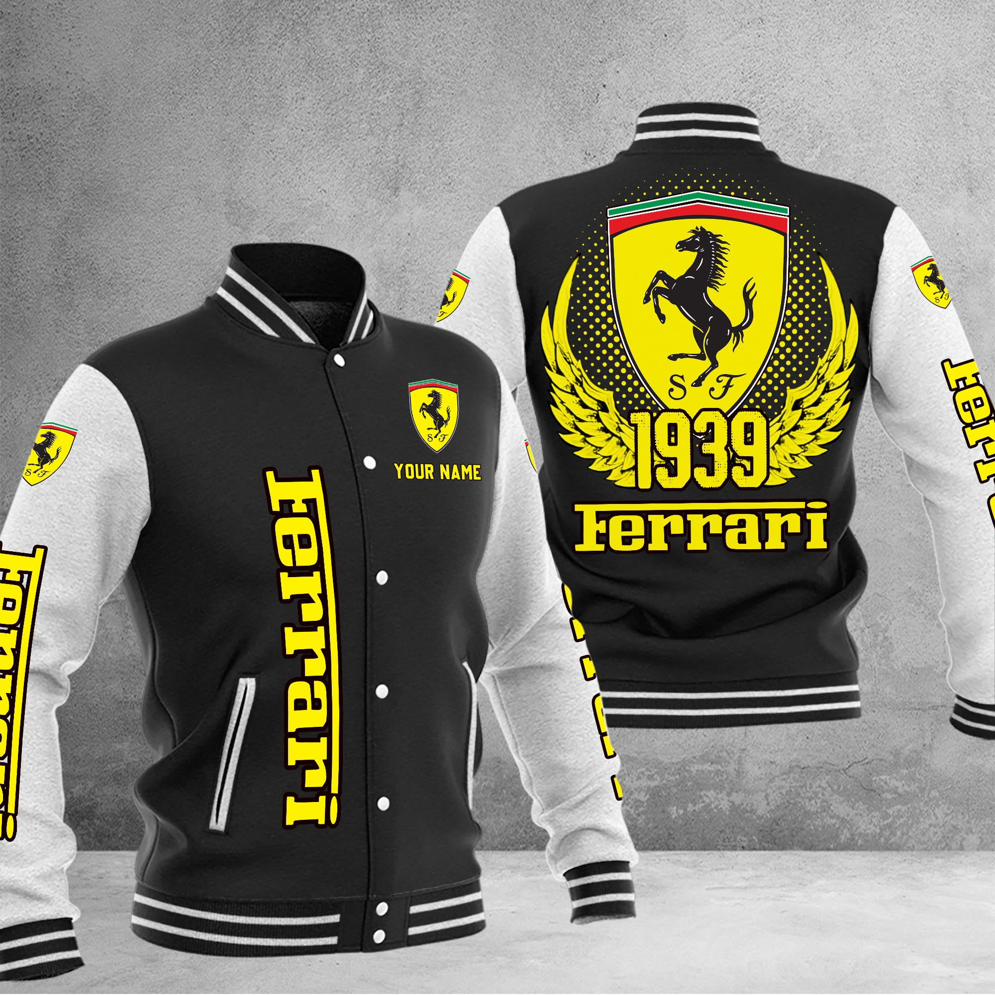 Ferrari DMHJ1037 Baseball Jacket Multicolor - Famjoys Ferrari DMHJ1037 Baseball Jacket Multicolor - Famjoys