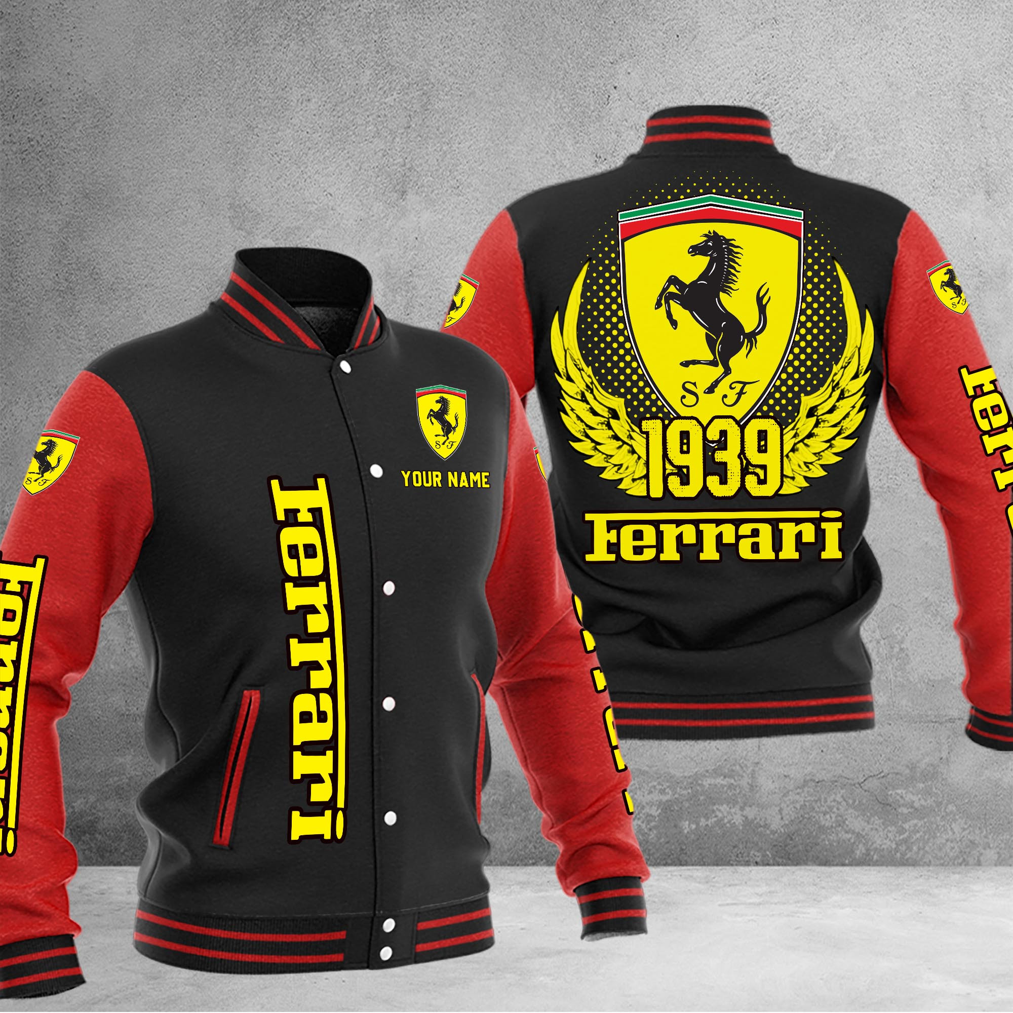 Ferrari DMHJ1037 Baseball Jacket Multicolor - Famjoys Ferrari DMHJ1037 Baseball Jacket Multicolor - Famjoys