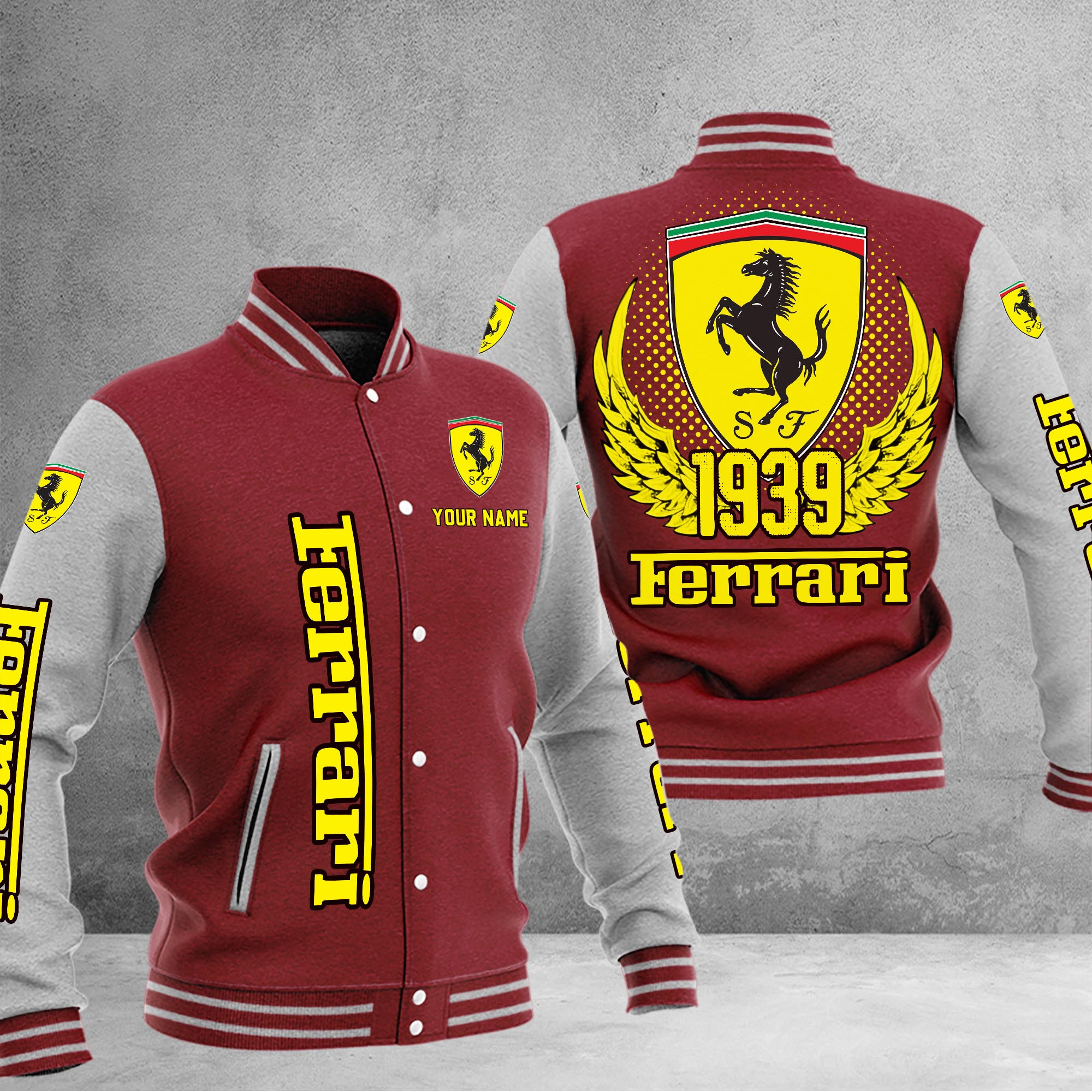 Ferrari DMHJ1037 Baseball Jacket Multicolor - Famjoys Ferrari DMHJ1037 Baseball Jacket Multicolor - Famjoys
