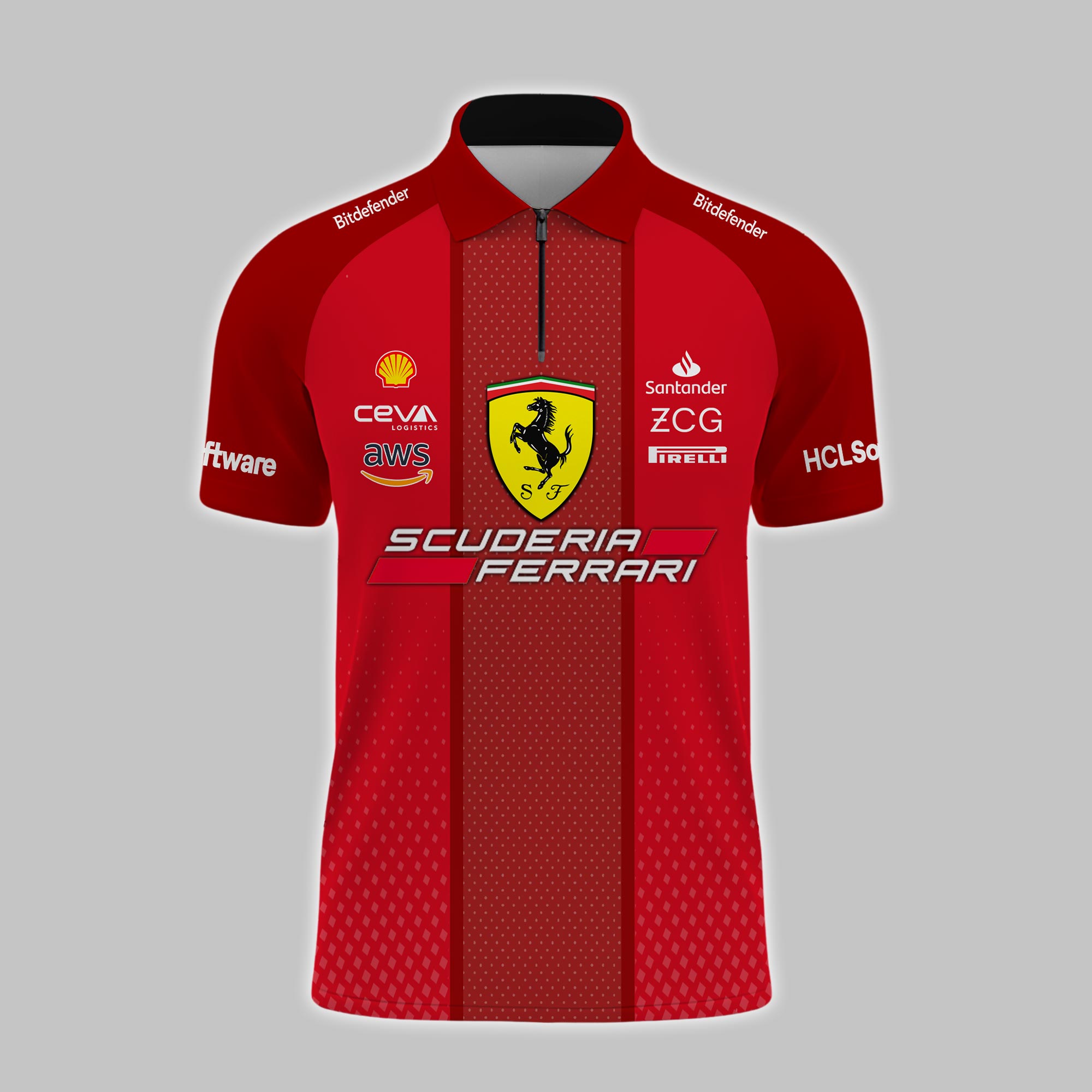 Ferrari F1 Zip Polo 3D Limited - Famjoys Ferrari F1 Zip Polo 3D Limited - Famjoys