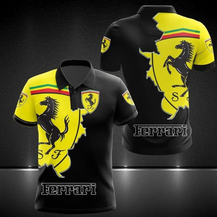 Ferrari Polo Shirt 3D Printed Ver 4 - Famjoys Ferrari Polo Shirt 3D Printed Ver 4 - Famjoys
