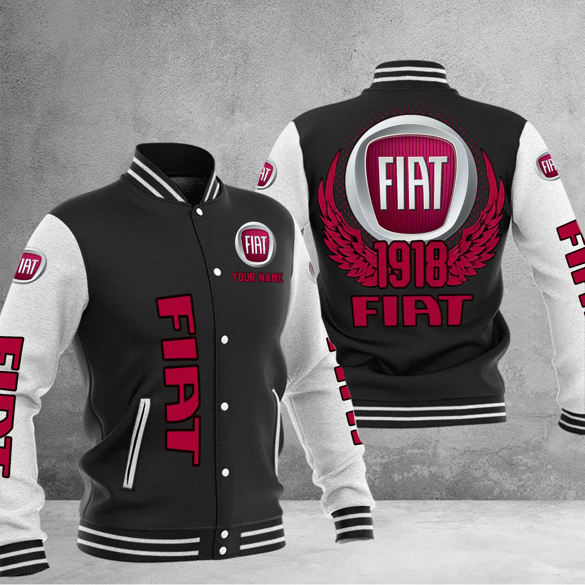 Fiat DMHJ1038 Baseball Jacket Multicolor - Famjoys Fiat DMHJ1038 Baseball Jacket Multicolor - Famjoys