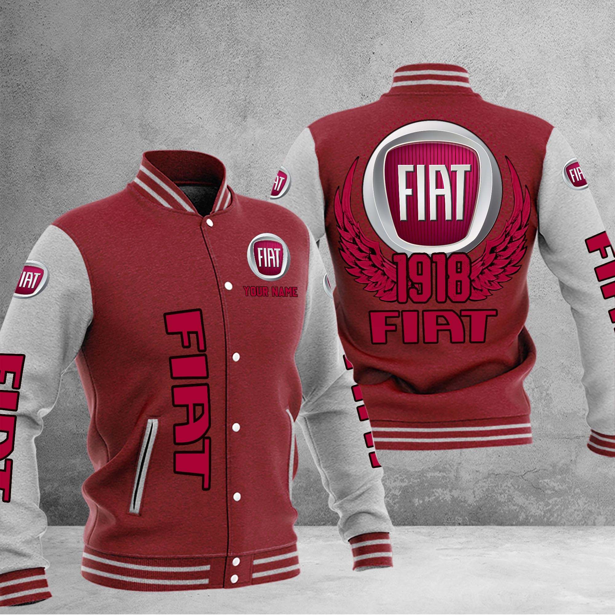Fiat DMHJ1038 Baseball Jacket Multicolor - Famjoys Fiat DMHJ1038 Baseball Jacket Multicolor - Famjoys