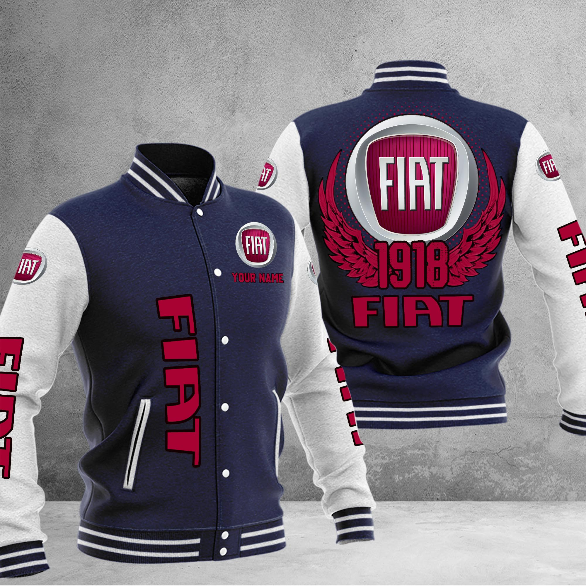 Fiat DMHJ1038 Baseball Jacket Multicolor - Famjoys Fiat DMHJ1038 Baseball Jacket Multicolor - Famjoys