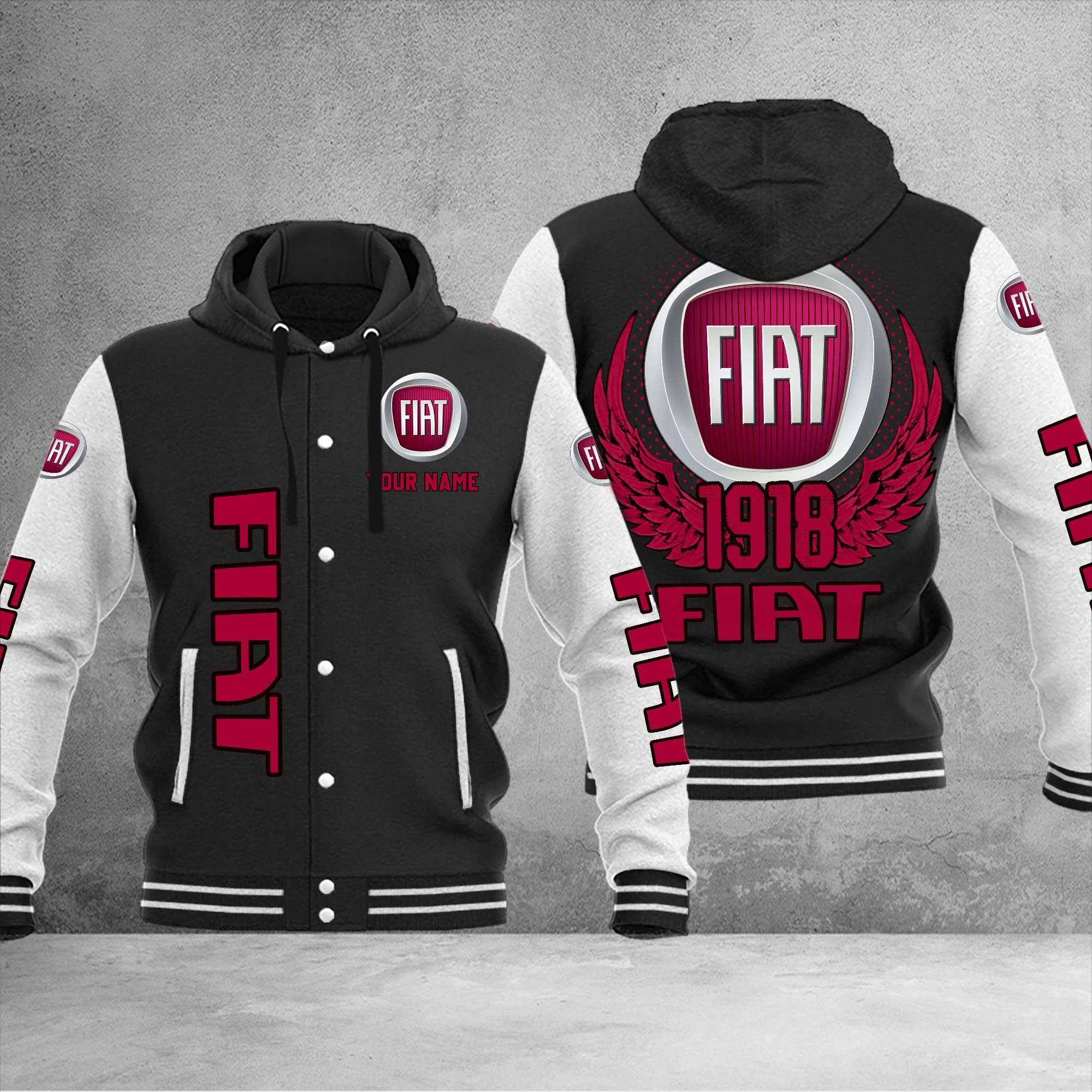 Fiat DMHJ1038 Baseball Jacket Multicolor - Famjoys Fiat DMHJ1038 Baseball Jacket Multicolor - Famjoys
