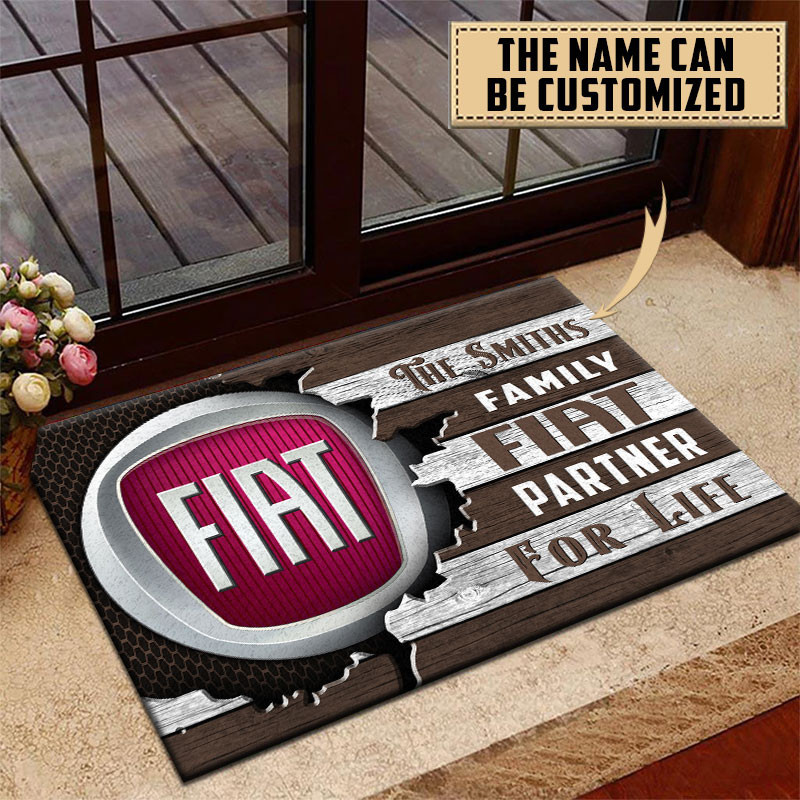 Fiat Doormat Custom Name, Multicolor - Famjoys Fiat Doormat Custom Name, Multicolor - Famjoys