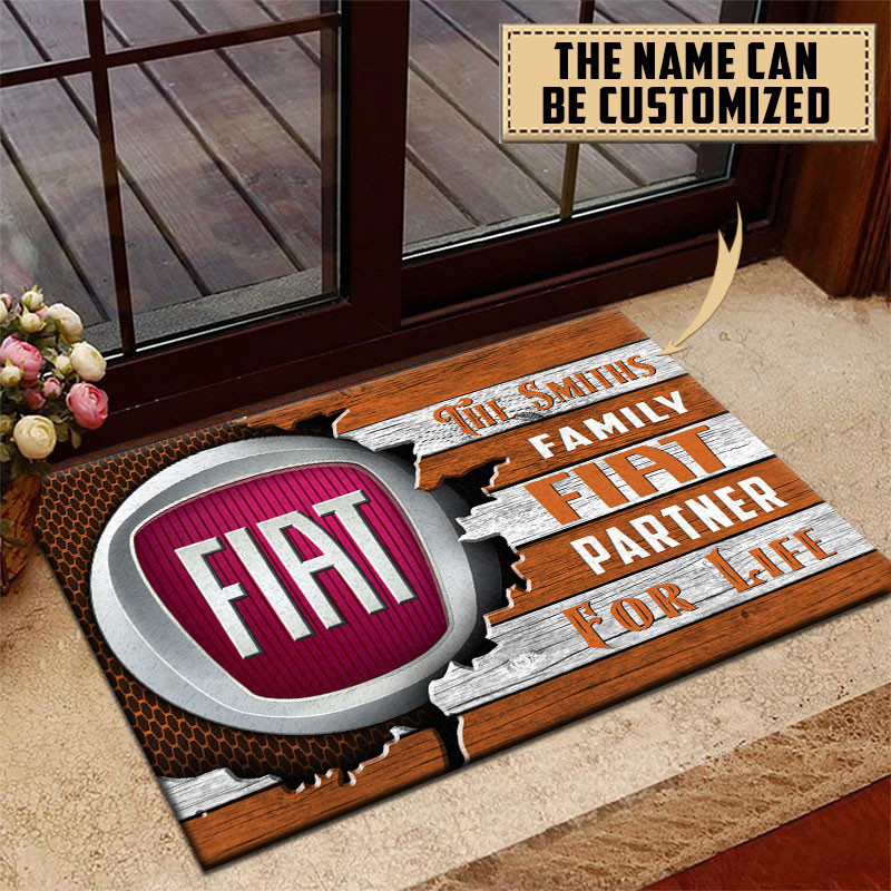 Fiat Doormat Custom Name, Multicolor - Famjoys Fiat Doormat Custom Name, Multicolor - Famjoys