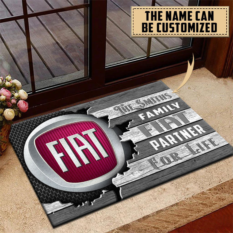 Fiat Doormat Custom Name, Multicolor - Famjoys Fiat Doormat Custom Name, Multicolor - Famjoys