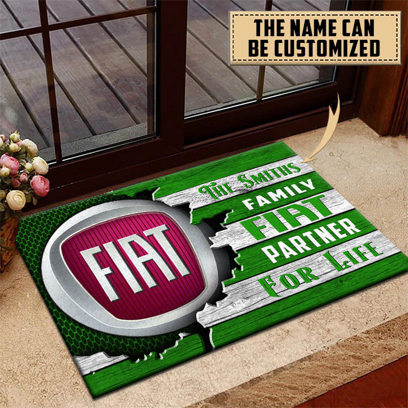 Fiat Doormat Custom Name, Multicolor - Famjoys Fiat Doormat Custom Name, Multicolor - Famjoys