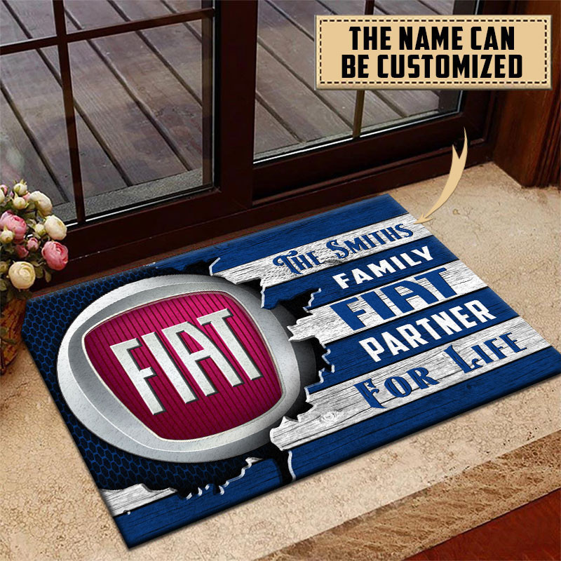 Fiat Doormat Custom Name, Multicolor - Famjoys Fiat Doormat Custom Name, Multicolor - Famjoys