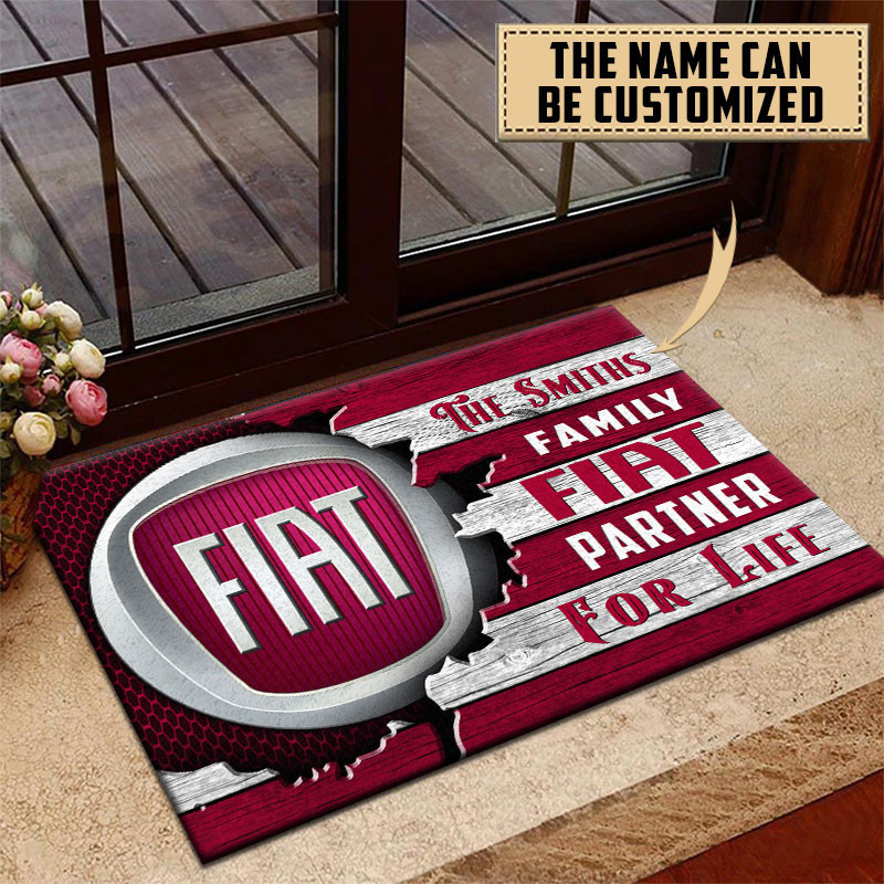 Fiat Doormat Custom Name, Multicolor - Famjoys Fiat Doormat Custom Name, Multicolor - Famjoys