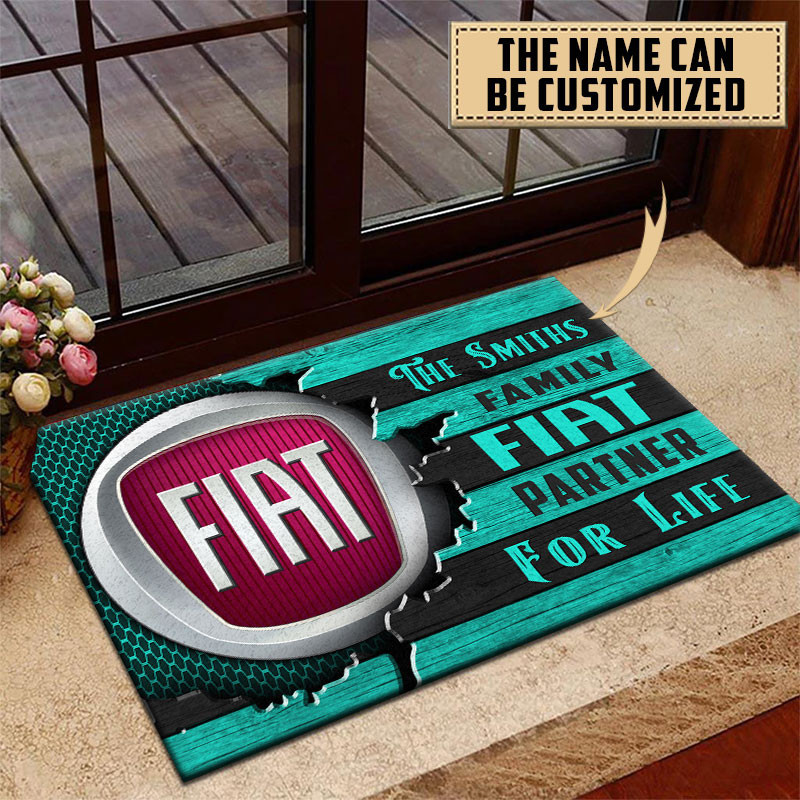 Fiat Doormat Custom Name, Multicolor - Famjoys Fiat Doormat Custom Name, Multicolor - Famjoys