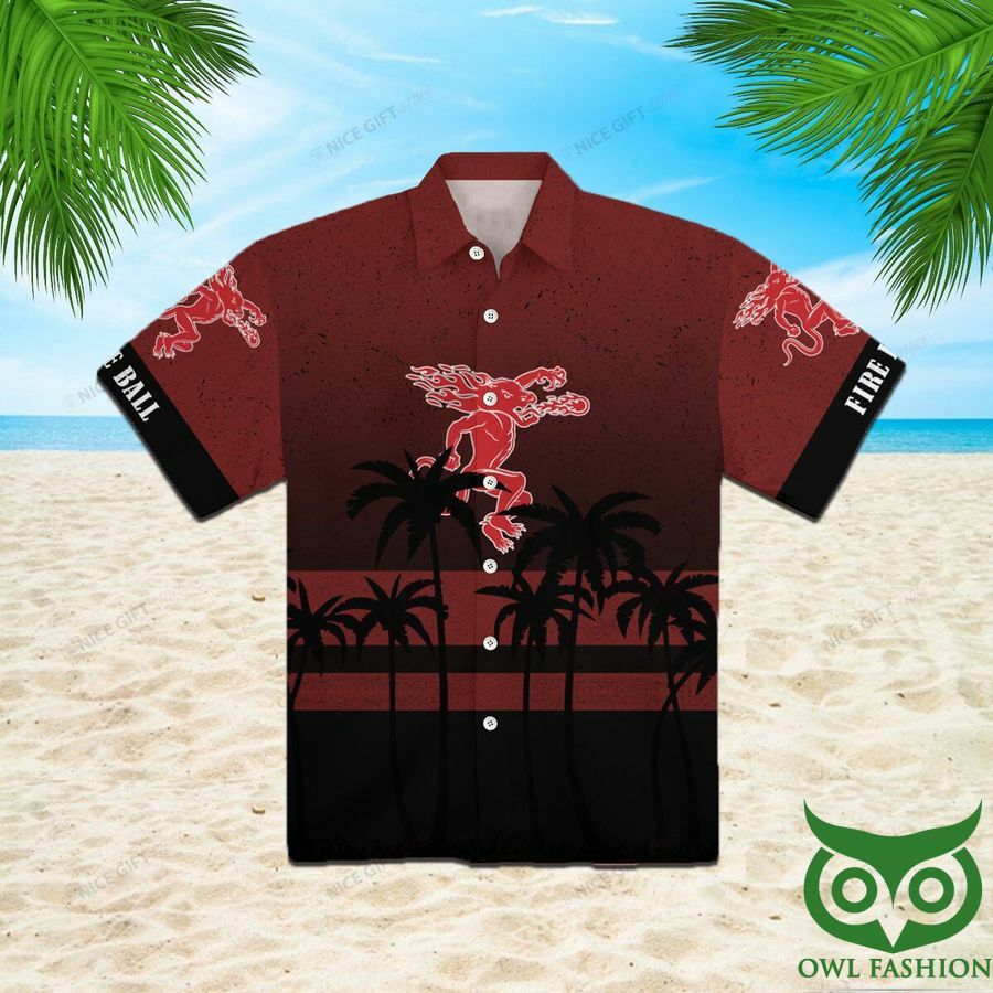 Fireball Whisky Gradient Red Brown Hawaiian Shirt - Famjoys Fireball Whisky Gradient Red Brown Hawaiian Shirt - Famjoys